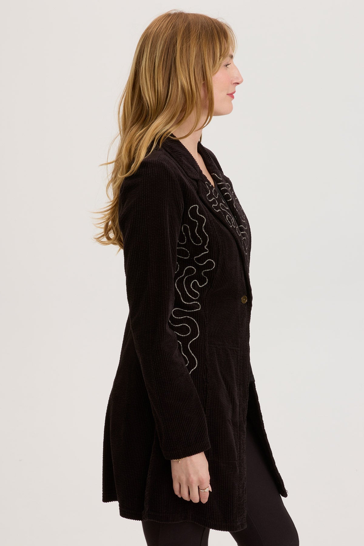 Seema Embroidered Long Coat for Women - Elegant Embroidered Jacket with Floral Design, Perfect for Fall & Winter Fashion, Parties, and Special Occasions