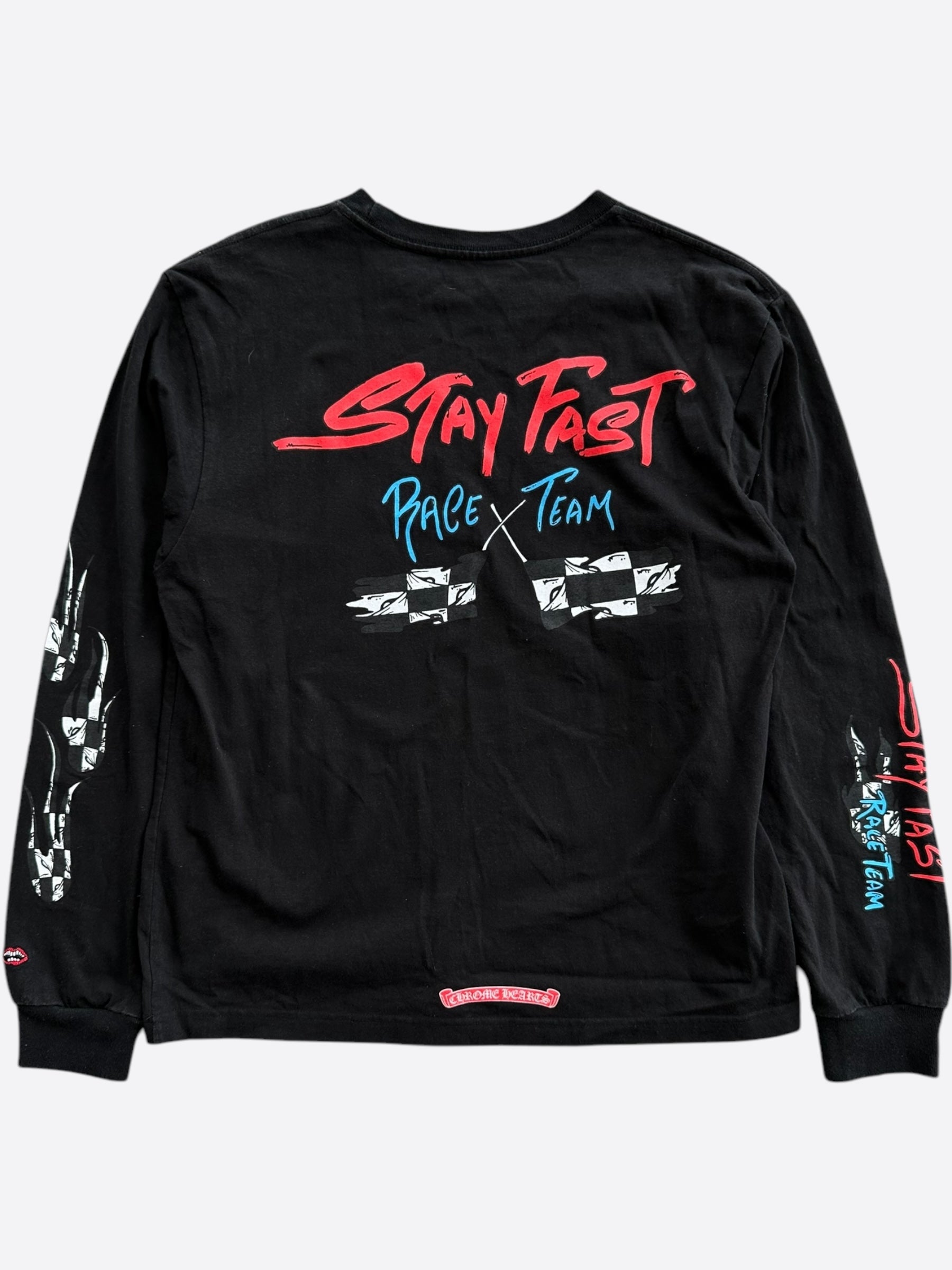 Chrome Hearts Black Matty Boy Stay Fast Long Sleeve T-Shirt for Men - Stylish Graphic Tee for Casual Wear & Street Fashion