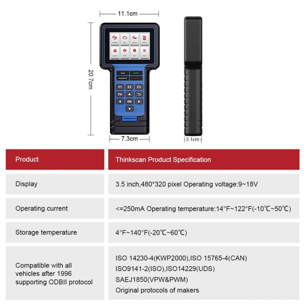 ThinkScan 601 3.5 Inch TPMS OBD2 Scanner - Car Diagnostic Tool for Oil, Brake & Vehicle Systems - Blue | Professional Auto Code Reader for Mechanics & DIY Car Maintenance | Perfect for Quick Vehicle Diagnostics & TPMS Sensor Checks