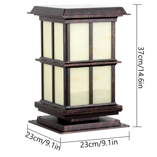Traditional Balcony Pillar Lamp - Waterproof Outdoor Solar Post Light for Villa, Porch, Terrace & Courtyard - Nordic Style Decorative Column Head Lantern for Patio, Garden & Pathway Lighting