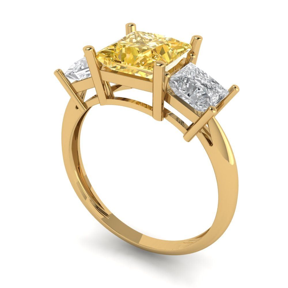 3.0ct Princess Cut Yellow Simulated Diamond Engagement Ring - 14k Gold Anniversary Wedding Band for Women | Elegant Bridal Jewelry Gift for Her