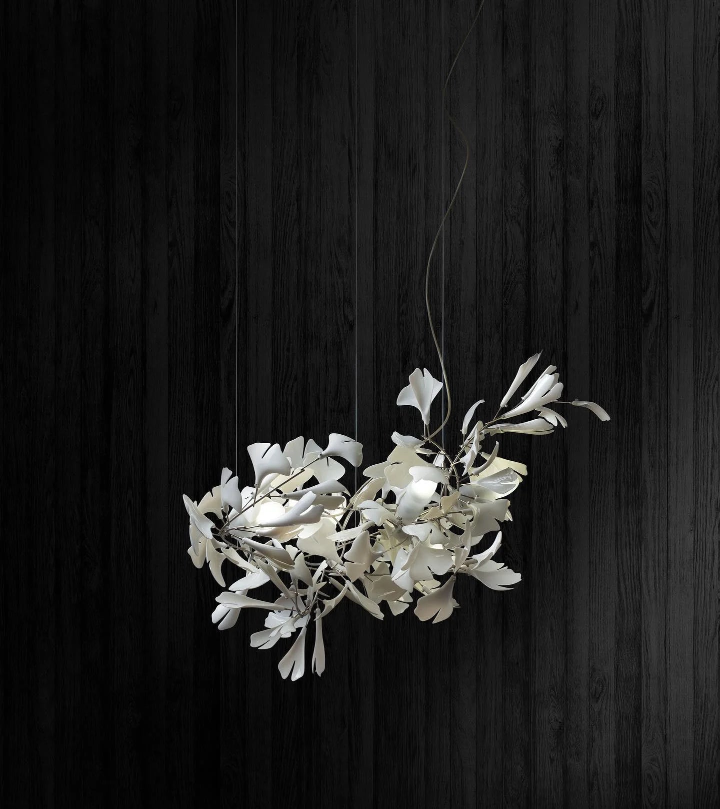 White Gingko Chandelier - Elegant Modern Lighting Fixture for Dining Room, Living Room & Bedroom Decor