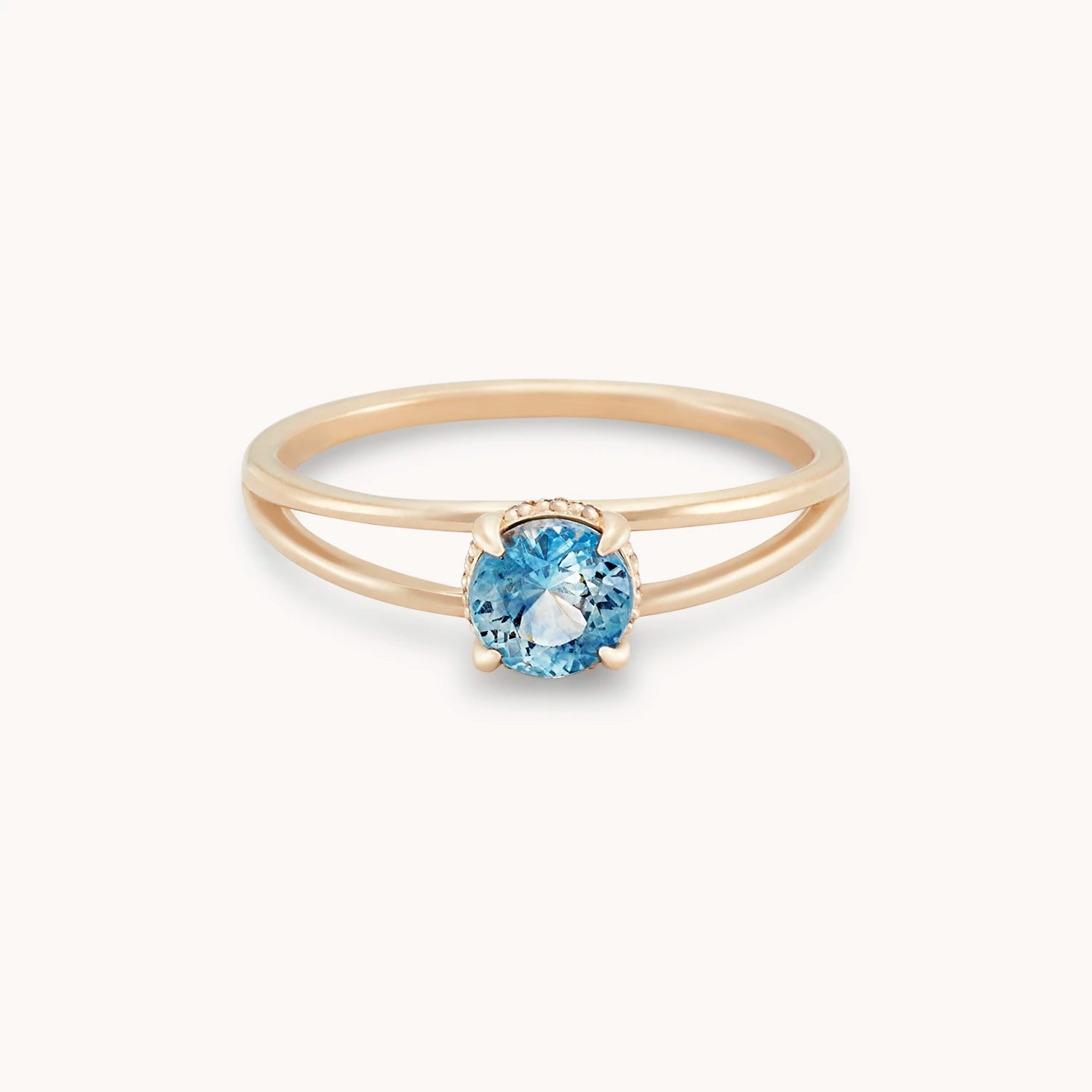 Destiny’s Thread Unique 14K Yellow Gold Ring with Blue Round Sapphire – Perfect for Engagements, Anniversaries & Special Occasions
