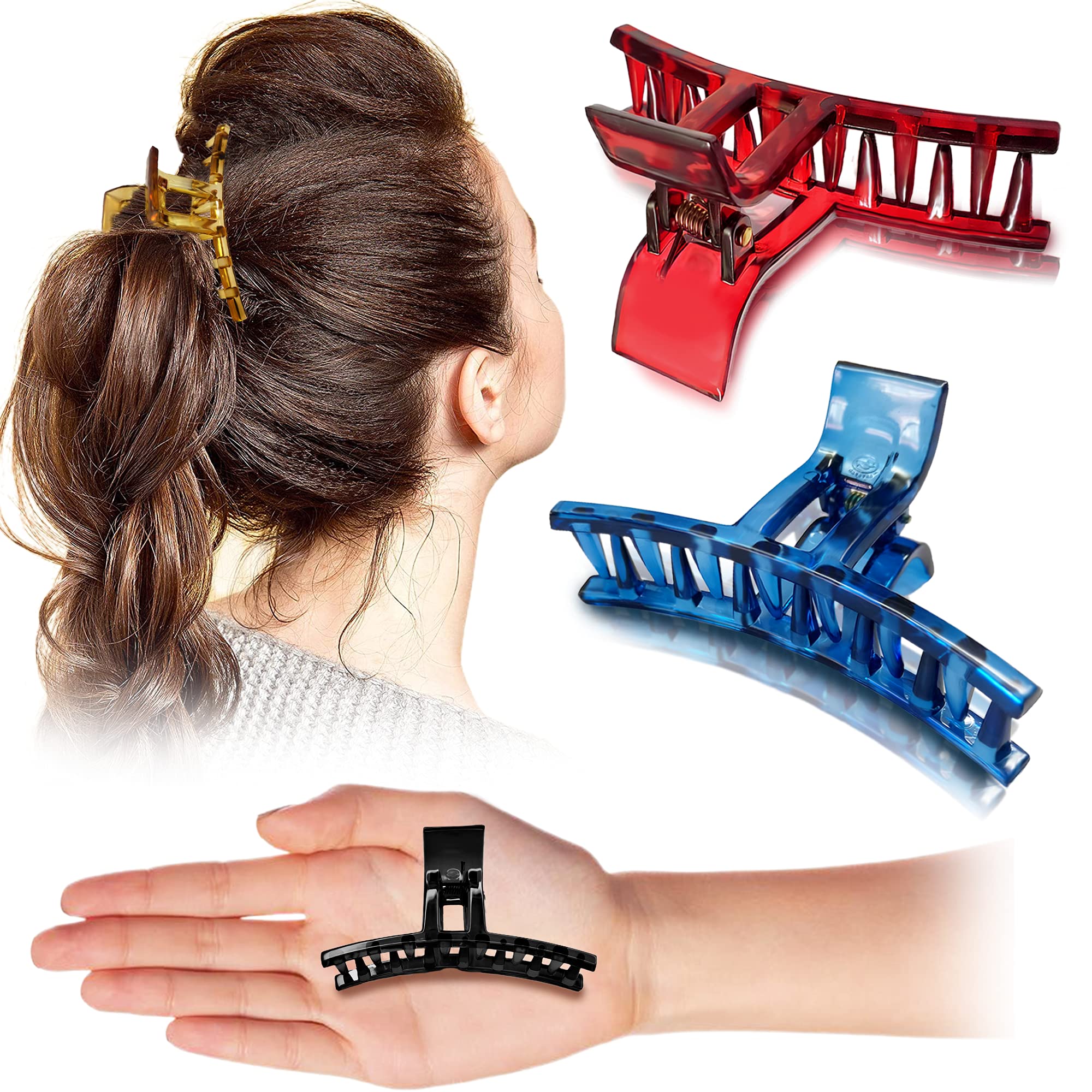 2Pcs Transparent Korean Hair Clips - T-Shape Multicolor Acrylic Hair Clutchers for Women & Girls | Octopus & Butterfly Hair Accessories for School, Work & Party Hairstyles