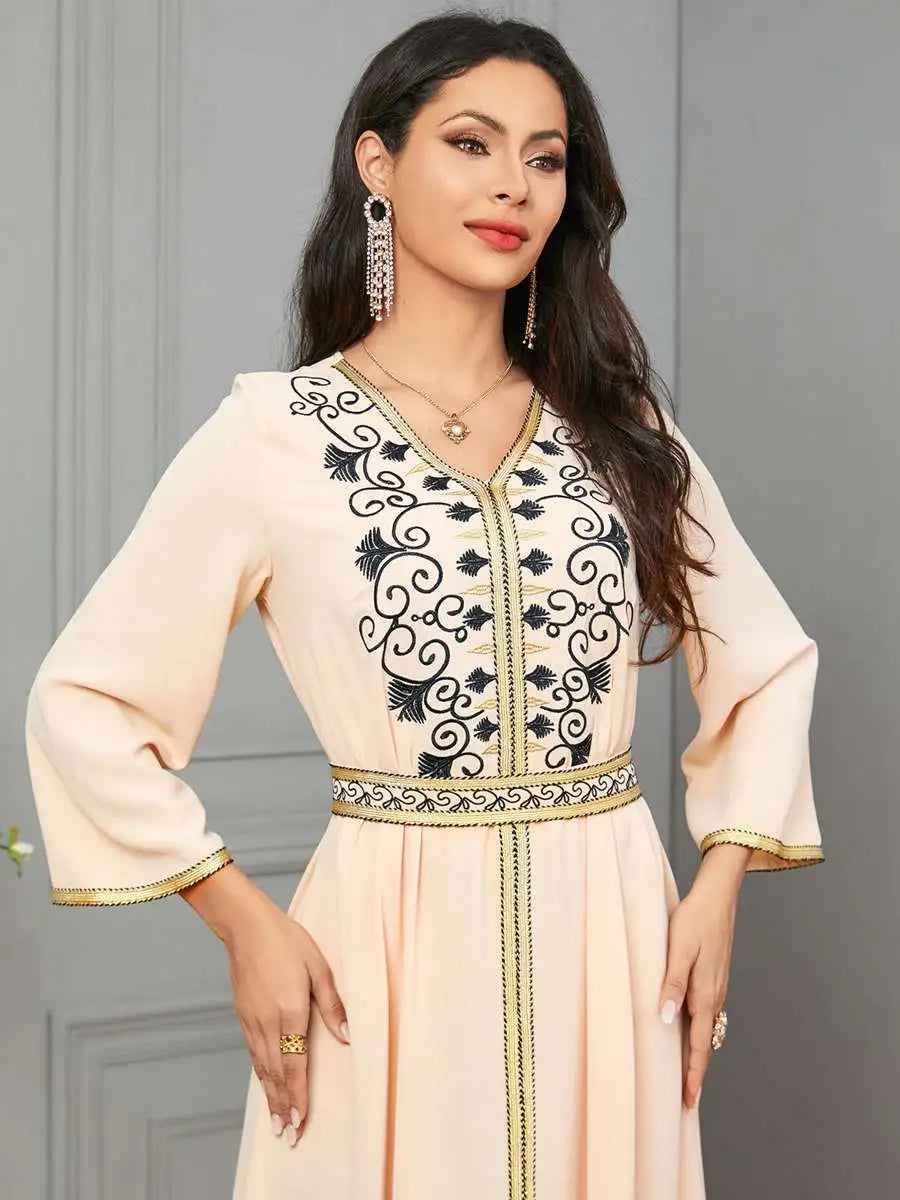 Elegant Embroidered Eid Dubai Caftan Dress for Women - Perfect for Special Occasions, Weddings & Festivals
