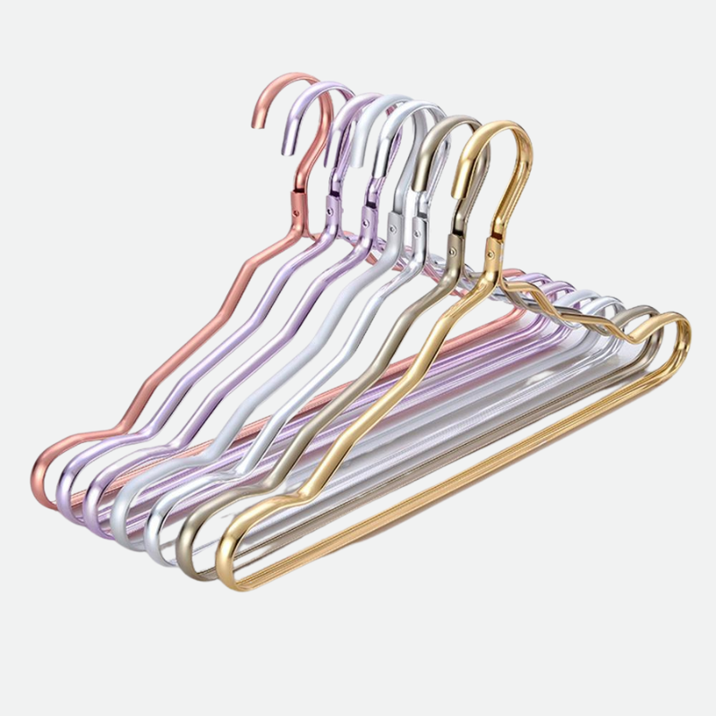 Premium Colored Aluminum Clothes Hangers Set - 10 Pack Non-Slip Durable Hangers for Shirts, Pants & Dresses - Space Saving Wardrobe Organizer for Closet, Laundry & Travel