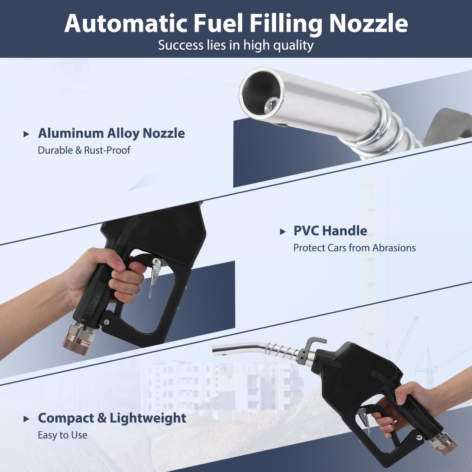 GARVEE 3/4 Inch NPT Auto Fuel Nozzle 13/16 Inch Spout 16 GPM with Swivel - High Flow Gasoline Diesel Nozzle for Trucks, Tractors, Boats & Industrial Equipment - Perfect for Fuel Transfer, Refueling & Fleet Maintenance