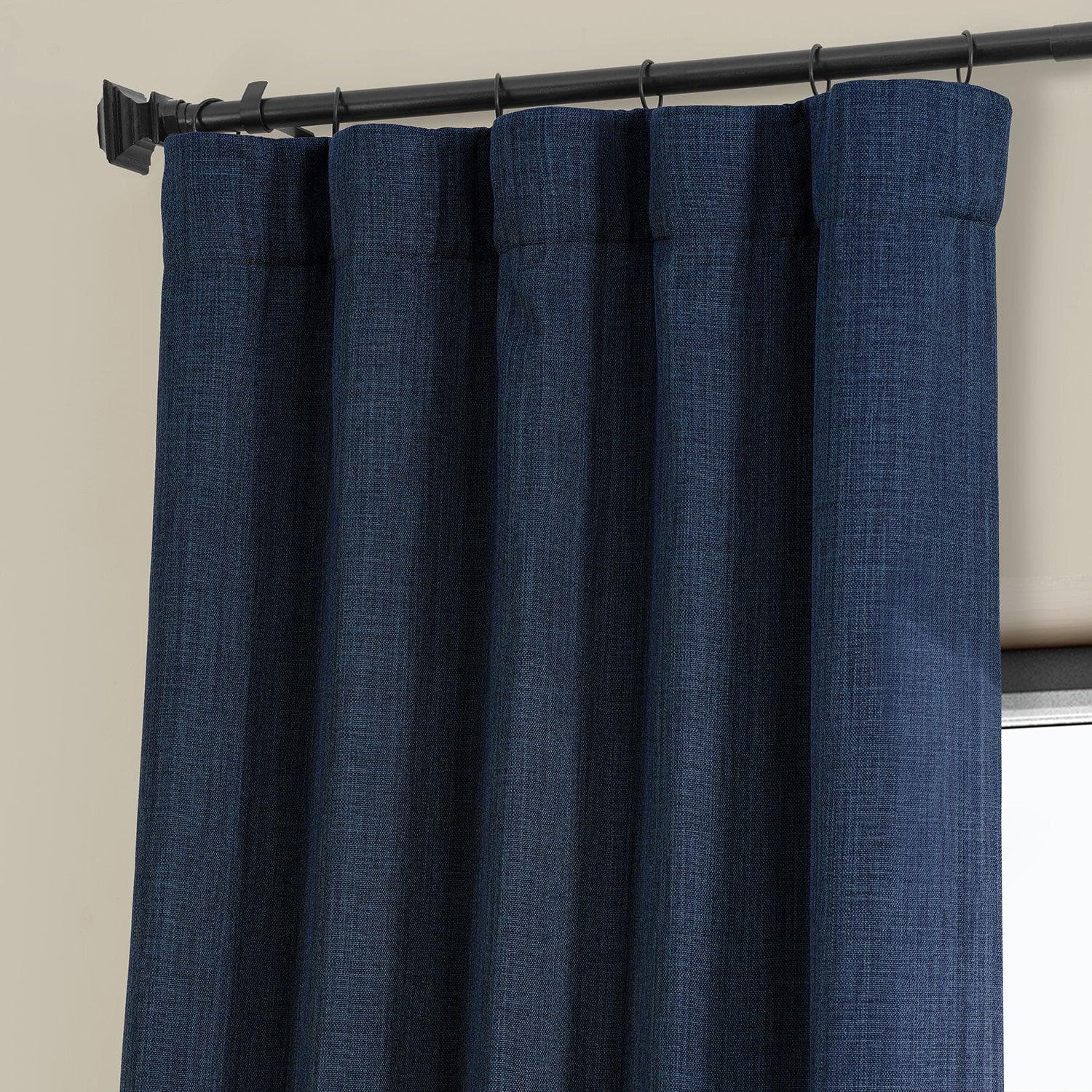Indigo Textured Faux Linen Blackout Curtains for Bedroom & Living Room - Light Blocking Window Drapes for Better Sleep & Privacy