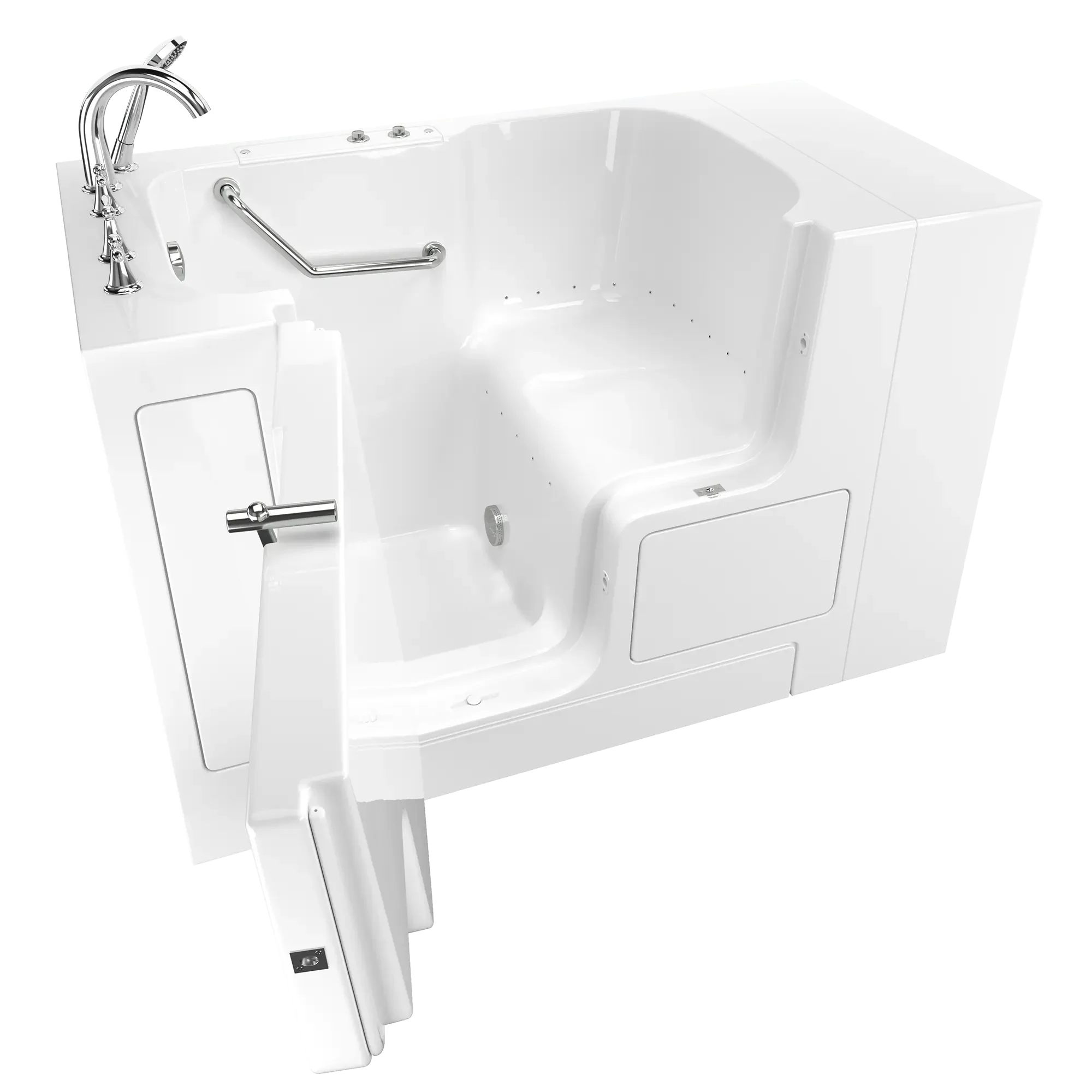 32 x 52 Inch Gelcoat Walk-in Bathtub with Air Spa System - Left Hand Drain & Faucet - Ideal for Elderly & Mobility Impaired - Non-Slip Safety Tub for Relaxation & Hydrotherapy