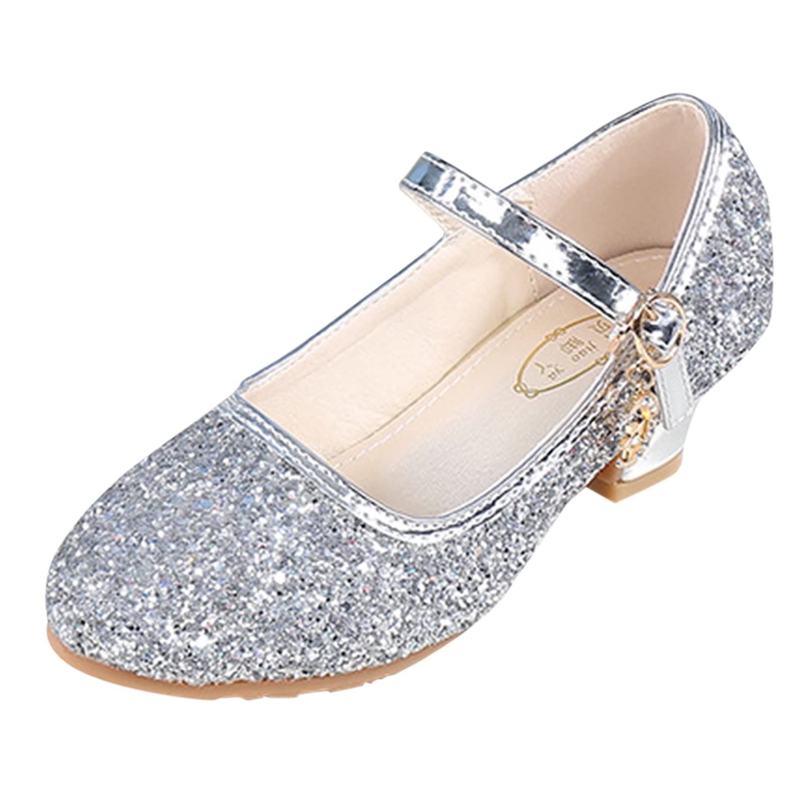 Kids Glitter Party Shoes - Low Heel Princess Pumps for Dress Up & Special Occasions