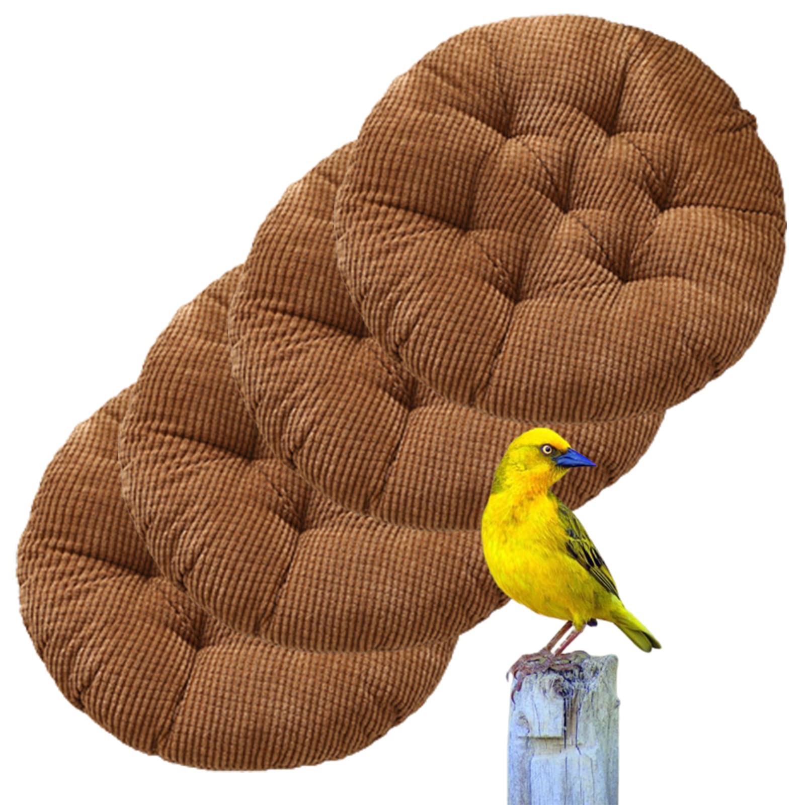 Premium Round Thick Soft Chair Pads - Warm Corduroy Cushions for Bar Stools, Office Chairs & Dining Chairs - Set of 4 Comfortable Seat Cushions (18in/45cm, Coffee) - Perfect for Home, Office & Restaurant Use