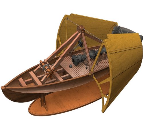 Edu-Toys Leonardo Da Vinci Ship Cannon with Shield - STEM Educational Building Kit for Kids & Adults - Perfect for History Enthusiasts, Science Projects & Creative Play