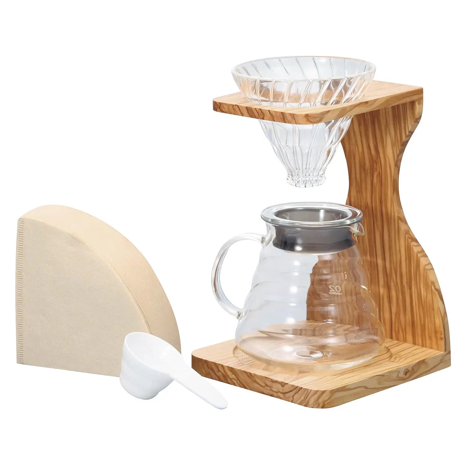 Hario V60 Heat Resistant Glass Coffee Dripper Set - Pour Over Coffee Maker with Stainless Steel Filter - Perfect for Home Brewing & Specialty Coffee Lovers