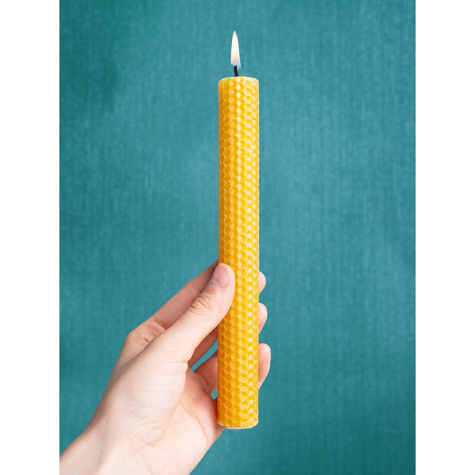 Handmade Beeswax Candles Set of 6 - 8 Inch Natural Taper Candles for Home Decor, Dinner Table & Romantic Ambiance | Long-Lasting 5-Hour Burn Time | Eco-Friendly Hand-Rolled Beeswax Candles with Honeycomb Scent