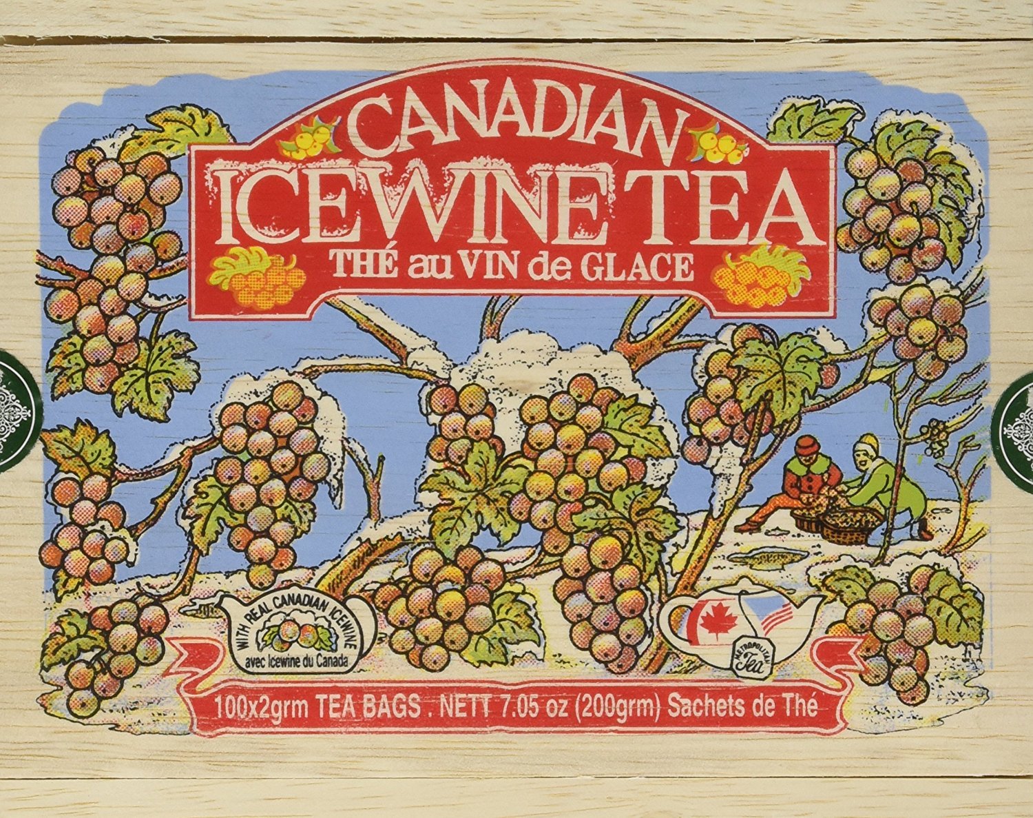 Premium Canadian Ice Wine Tea - 100 Tea Bags in Elegant Wooden Gift Box | Perfect for Gifting, Afternoon Tea & Relaxation Moments