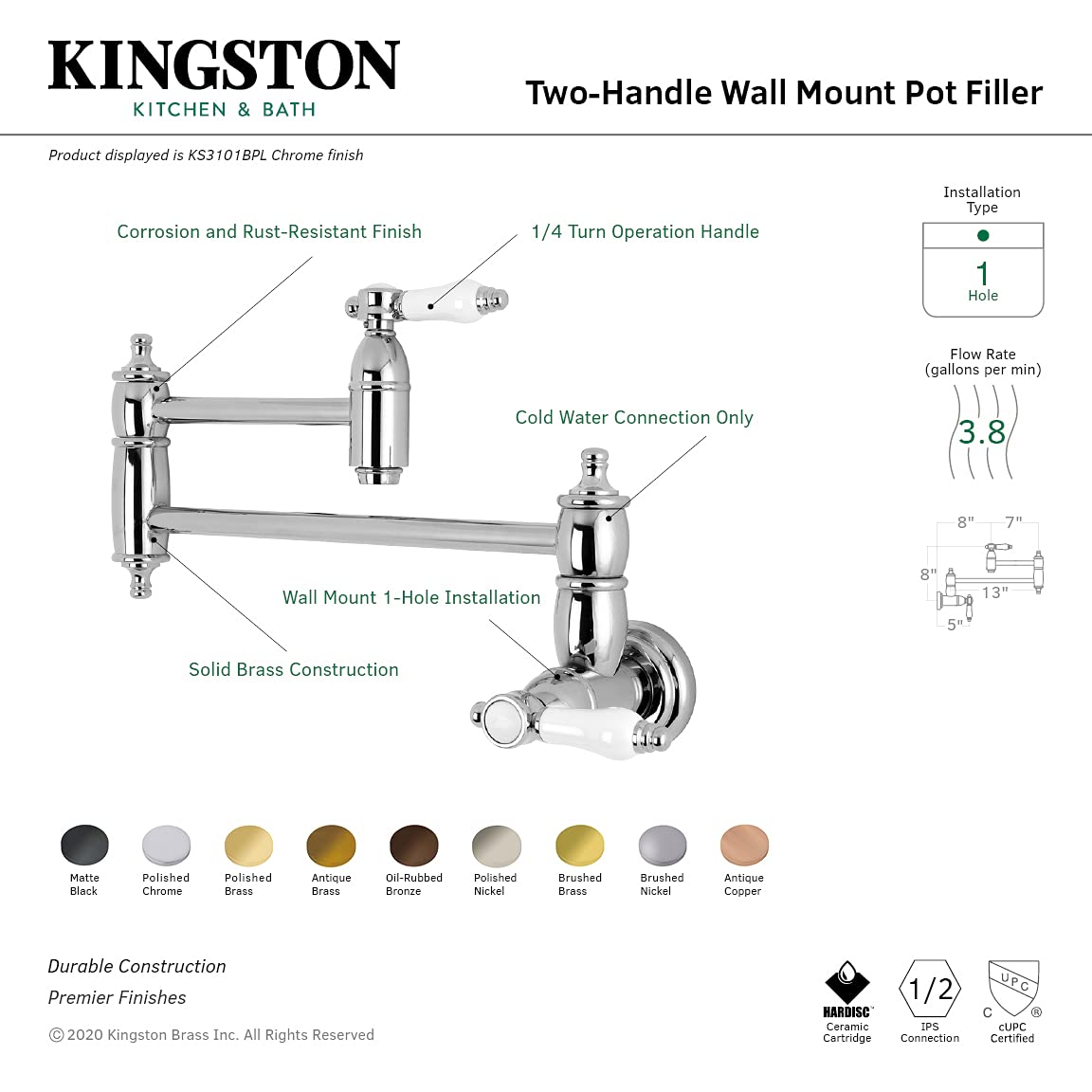 Kingston Brass KS3101BPL Bel-Air 13