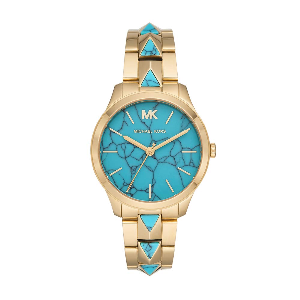 Michael Kors Women's Runway Mercer Quartz Watch - Stainless Steel Strap, Gold-Tone Case, Water Resistant - Perfect for Work, Date Night & Special Occasions