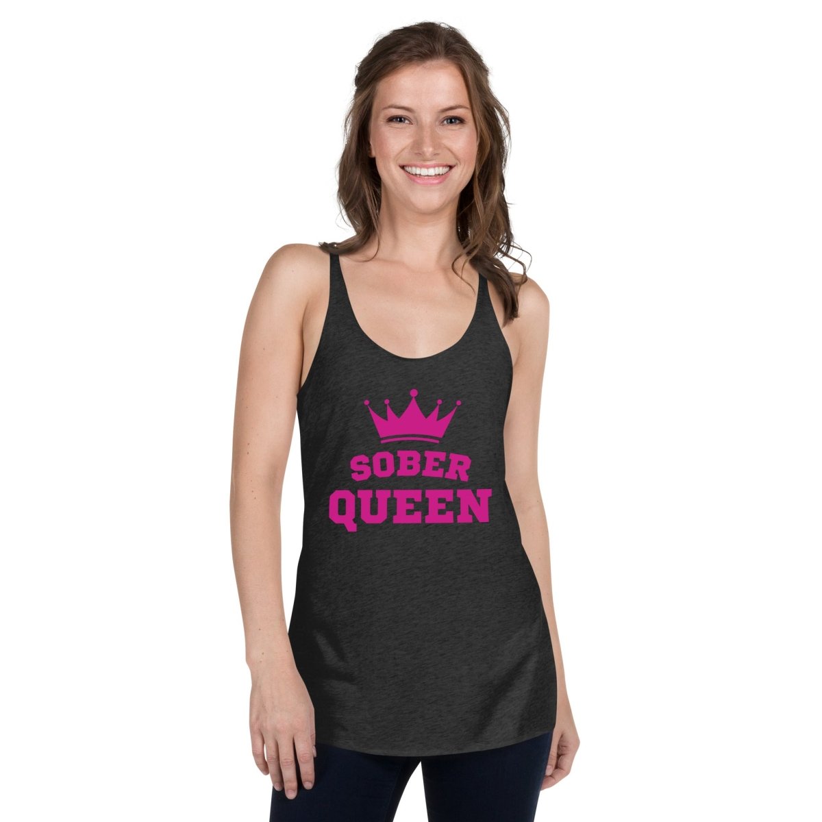 Sober Queen Strength Racerback Tank Top for Women - Workout, Gym & Yoga Activewear - Perfect for Fitness, Running & Everyday Wear
