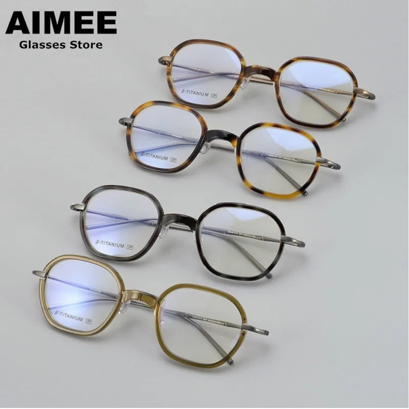 Stylish Unisex Titanium Acetate Eyeglasses - Oval & Square Full Rim Frame 71311 | Lightweight Durable Glasses for Work, Reading & Fashion