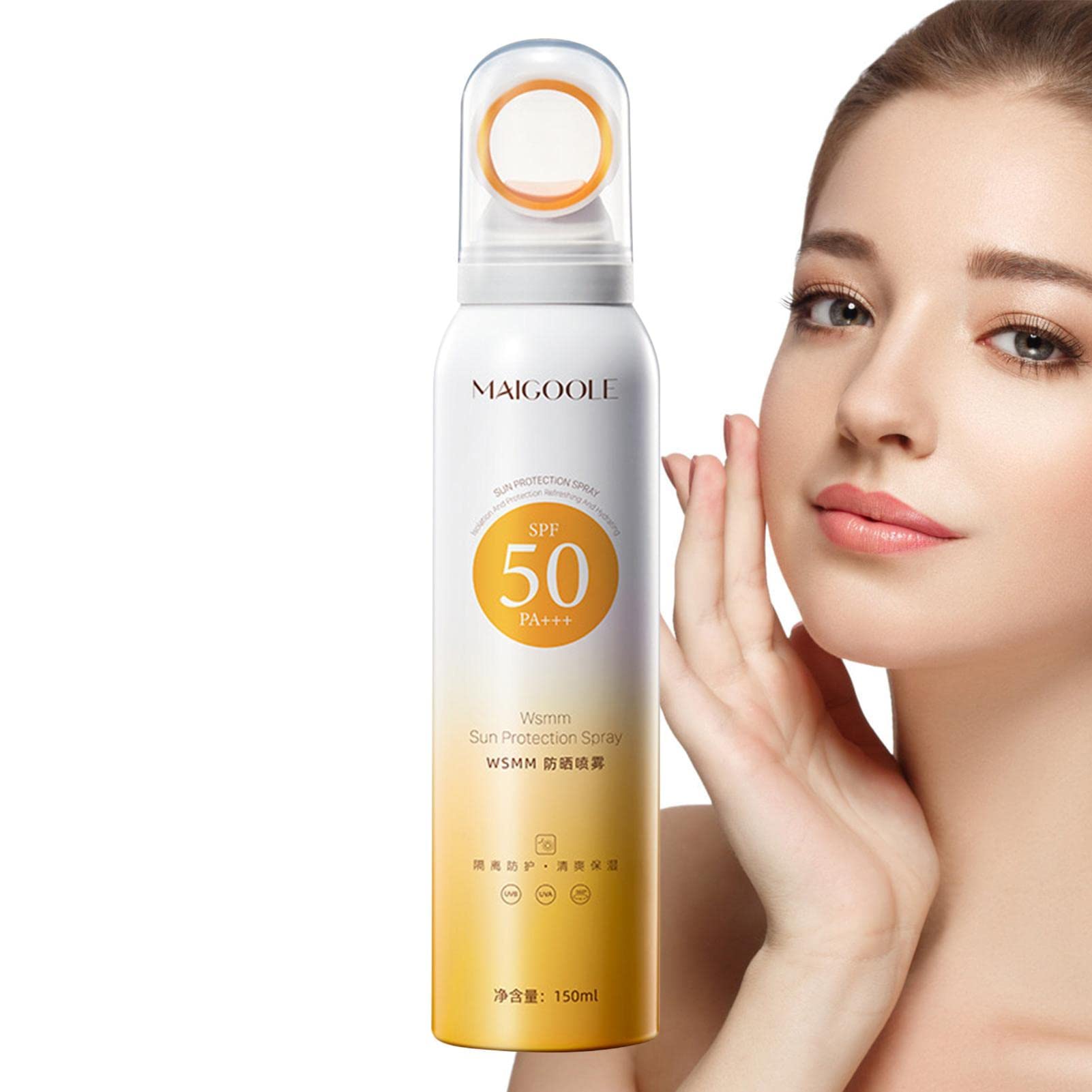 Broad Spectrum SPF 50 Sunscreen Spray - UVA/UVB Protection, 150ml Lightweight Non-Greasy Water Resistant Body & Face Sunscreen Moisturizer for Outdoor Activities, Beach, Swimming & Daily Use
