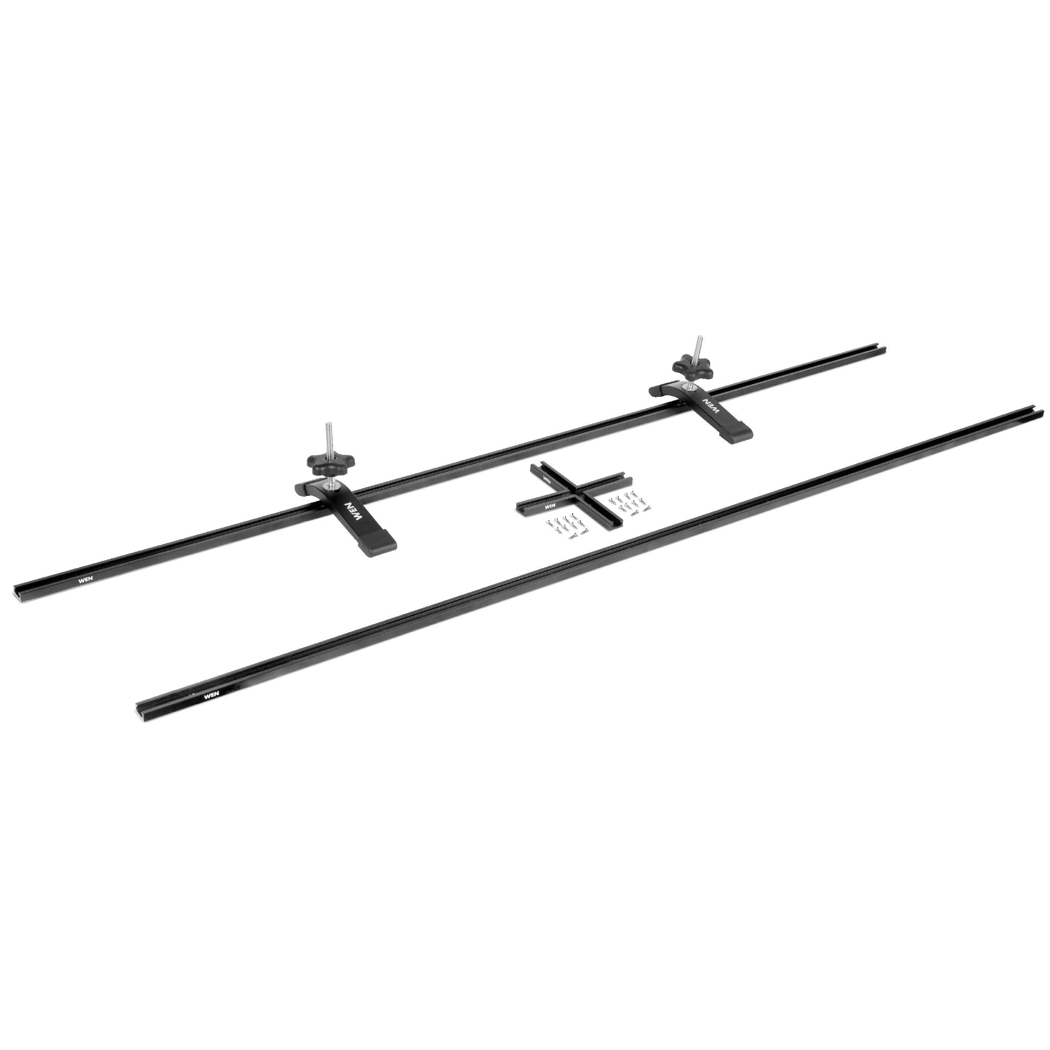 48 Inch Universal T Track with Hold Down Clamps & Intersection Kit - Heavy Duty Woodworking Jig System for Router Tables, Workbenches & DIY Projects