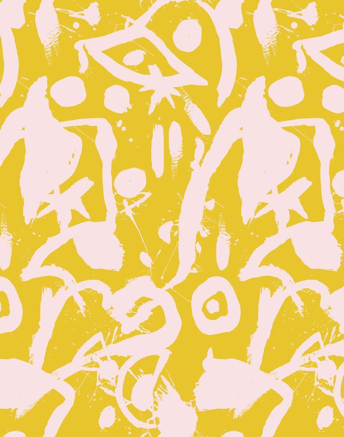 Chris Benz 'El Quijote' Pink and Yellow Wallpaper - Modern Floral Peel & Stick Wallpaper for Living Room, Bedroom, or Nursery Decor