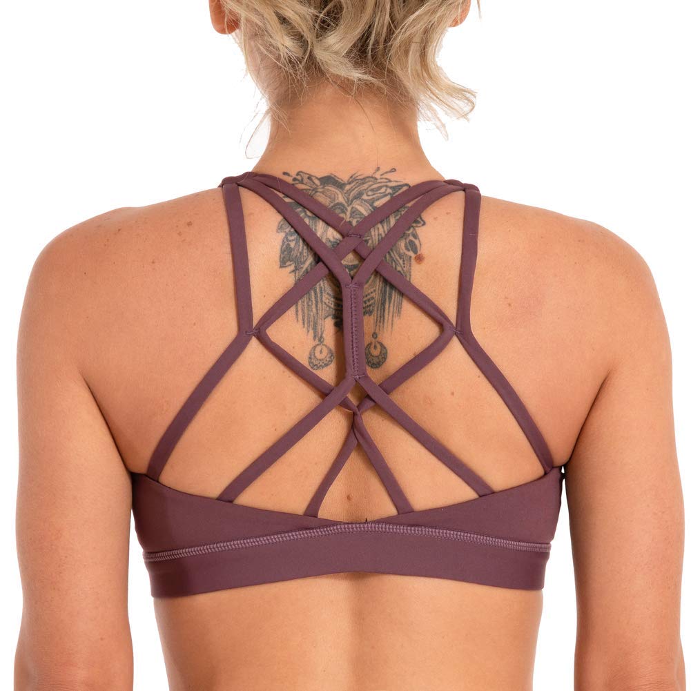 Women's Low Support Padded Sports Bras - Criss-Cross Back for Yoga & Workouts