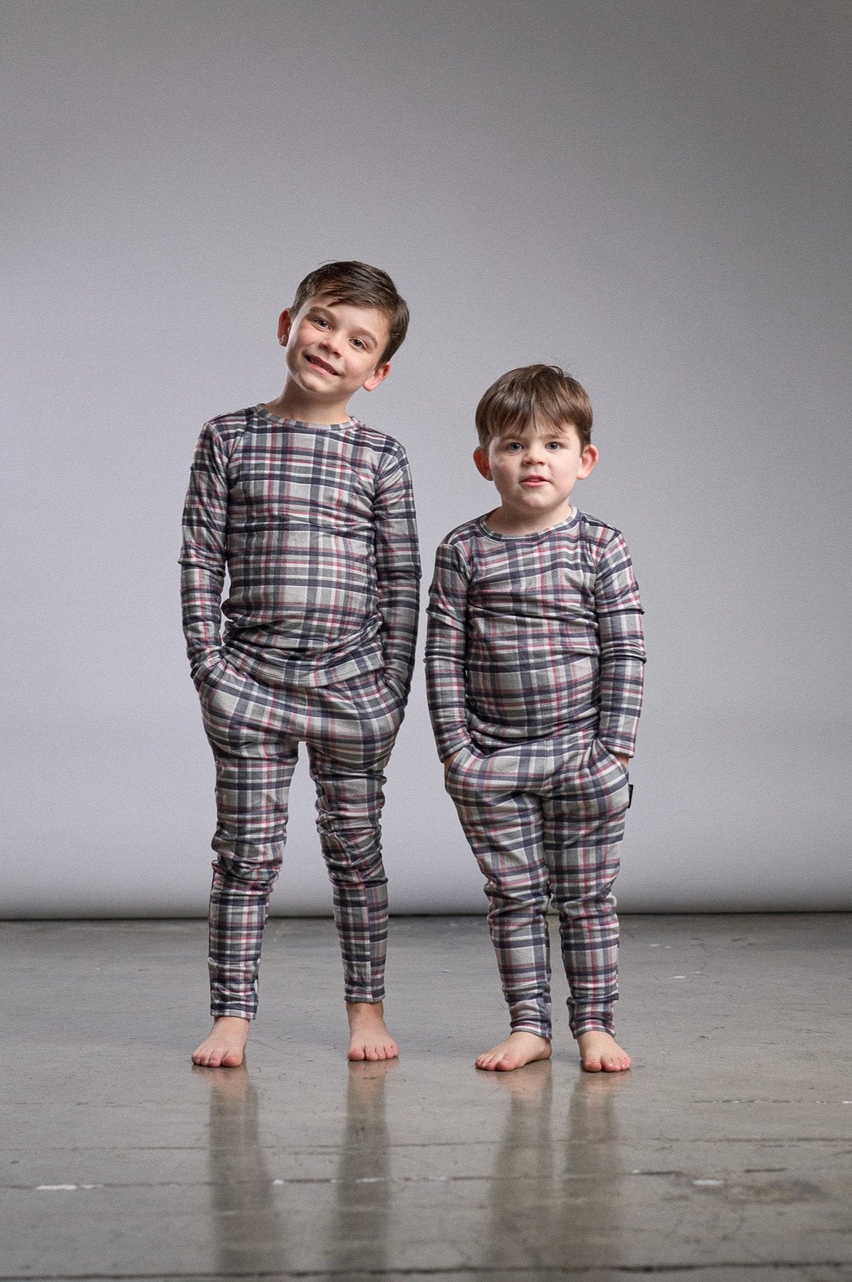 LB x Baby Breez Long Sleeve 2-Piece Plaid Pajama Set for Boys & Girls - Soft & Cozy Sleepwear for Winter Nights & Family Matching Outfits