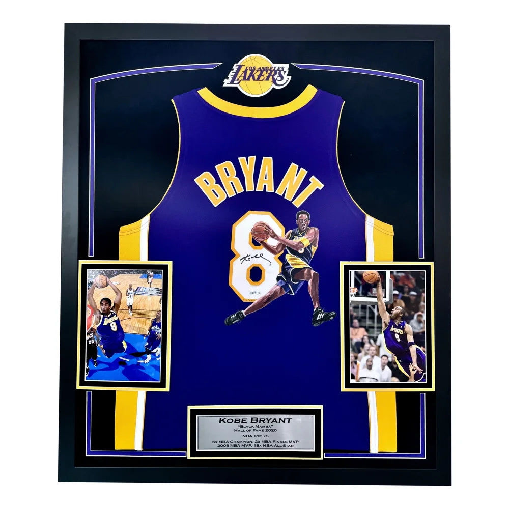 Kobe Bryant Autographed Lakers #8 Purple Nike Jersey - Framed with UDA Upper Deck COA - Perfect for Sports Memorabilia Collectors & Lakers Fans