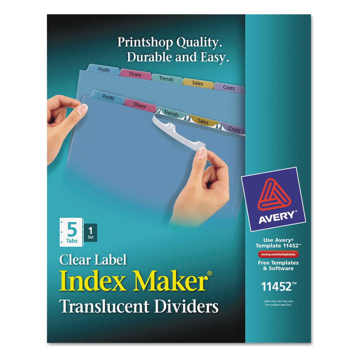 Avery Index Maker Clear Label Punched Dividers - 5-Tab Set for Organizing Files, Folders & Office Documents | Perfect for Home, Office & School Organization