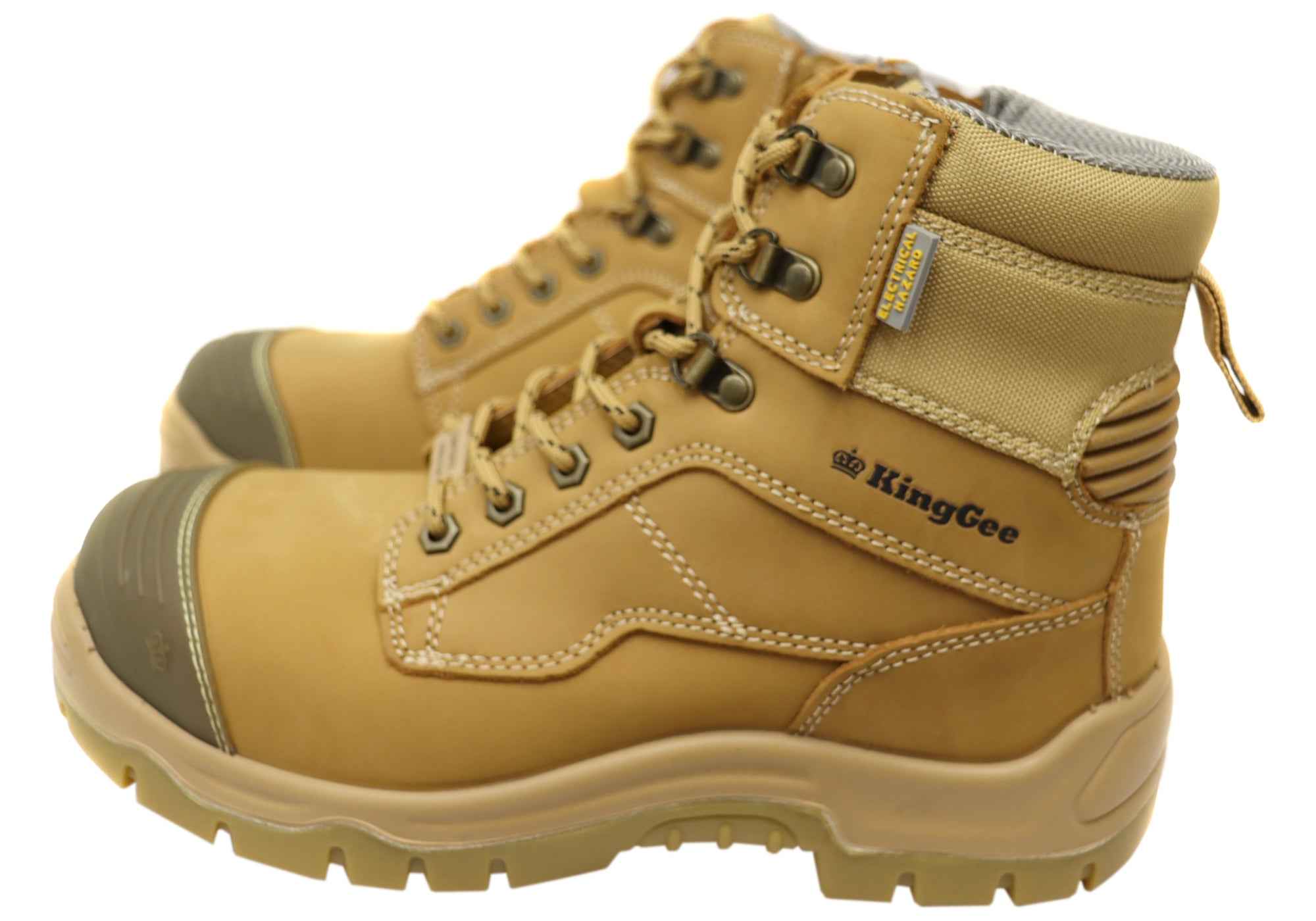 KingGee Men's 6 Inch Phoenix Zip & Lace Composite Toe Safety Work Boots - Durable Steel Toe Shoes for Construction, Warehouse & Outdoor Work