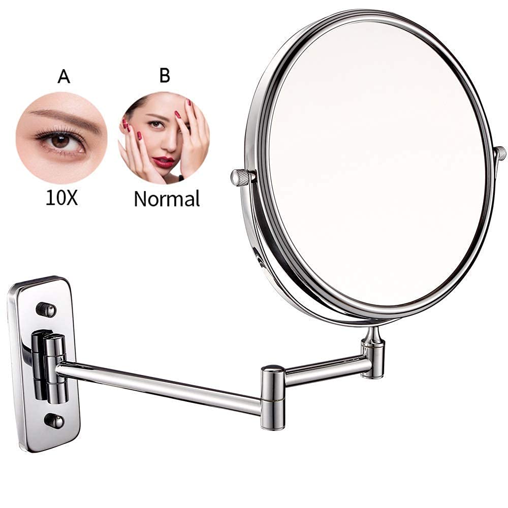 Wall Mounted Adjustable Double-Sided Magnifying Bathroom Mirror for Shaving & Makeup | Rustproof & Shatterproof Design | Perfect for Vanity, Cosmetic Application & Grooming