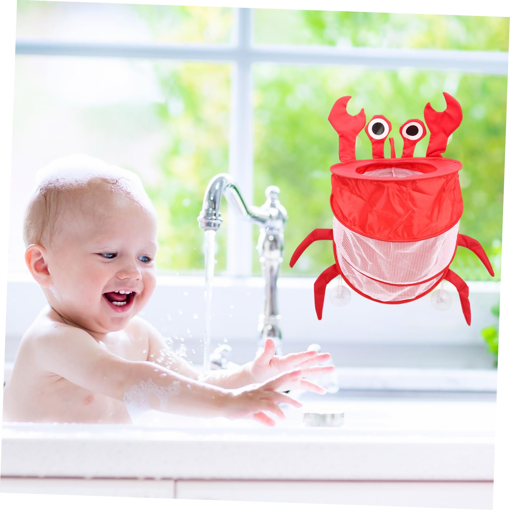 HEMOTON 5-Pack Mesh Bath Toy Storage Bag - Foldable Hanging Organizer for Bathtub Toys, Waterproof Toy Holder for Boys and Girls - Perfect for Bath Time, Pool, and Beach Use