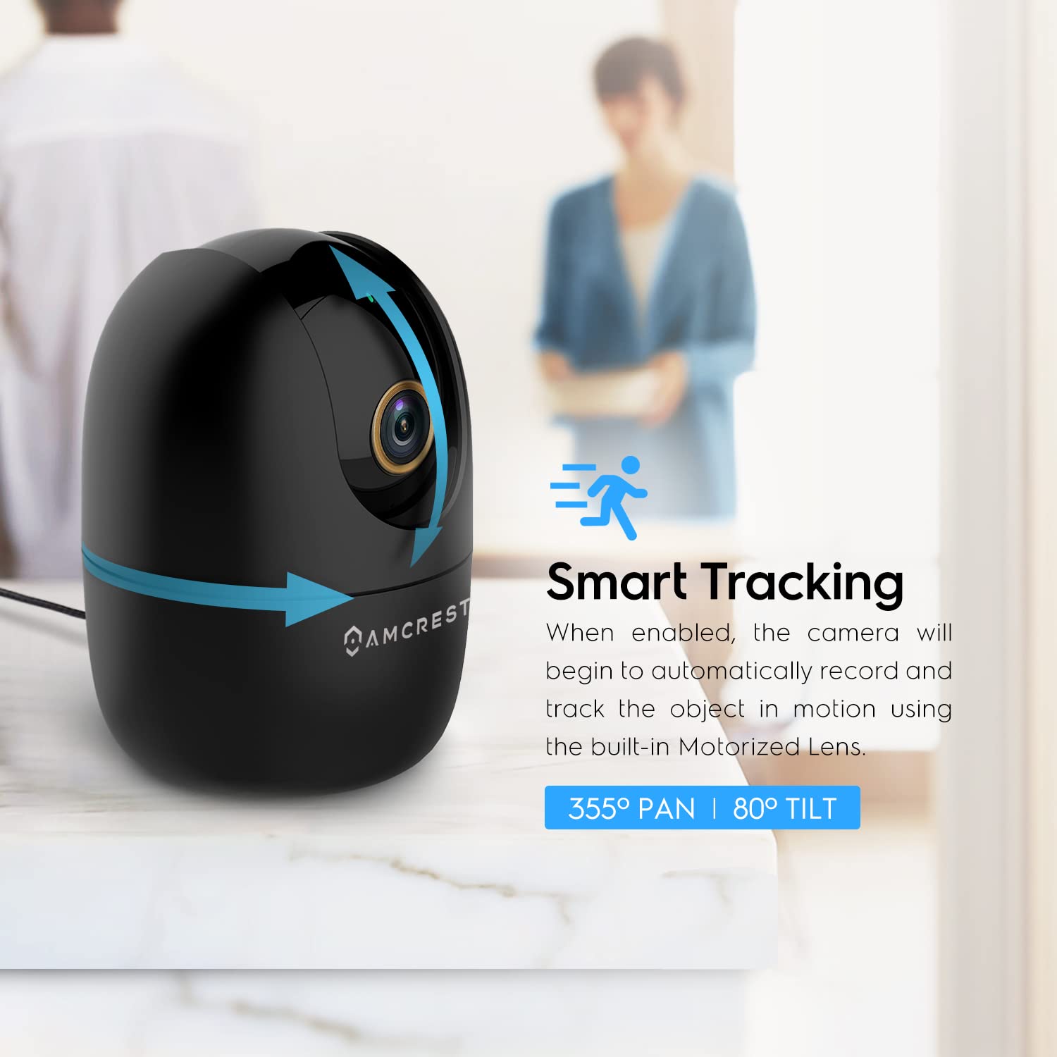 Amcrest 4MP WiFi Indoor Security Camera with Human & Pet Detection - Smart Baby Monitor, Dog Camera with 2-Way Audio, Motion Tracking, Night Vision, Pan/Tilt - Ideal for Home Security, Pet Monitoring & Baby Care (ASH41-B)