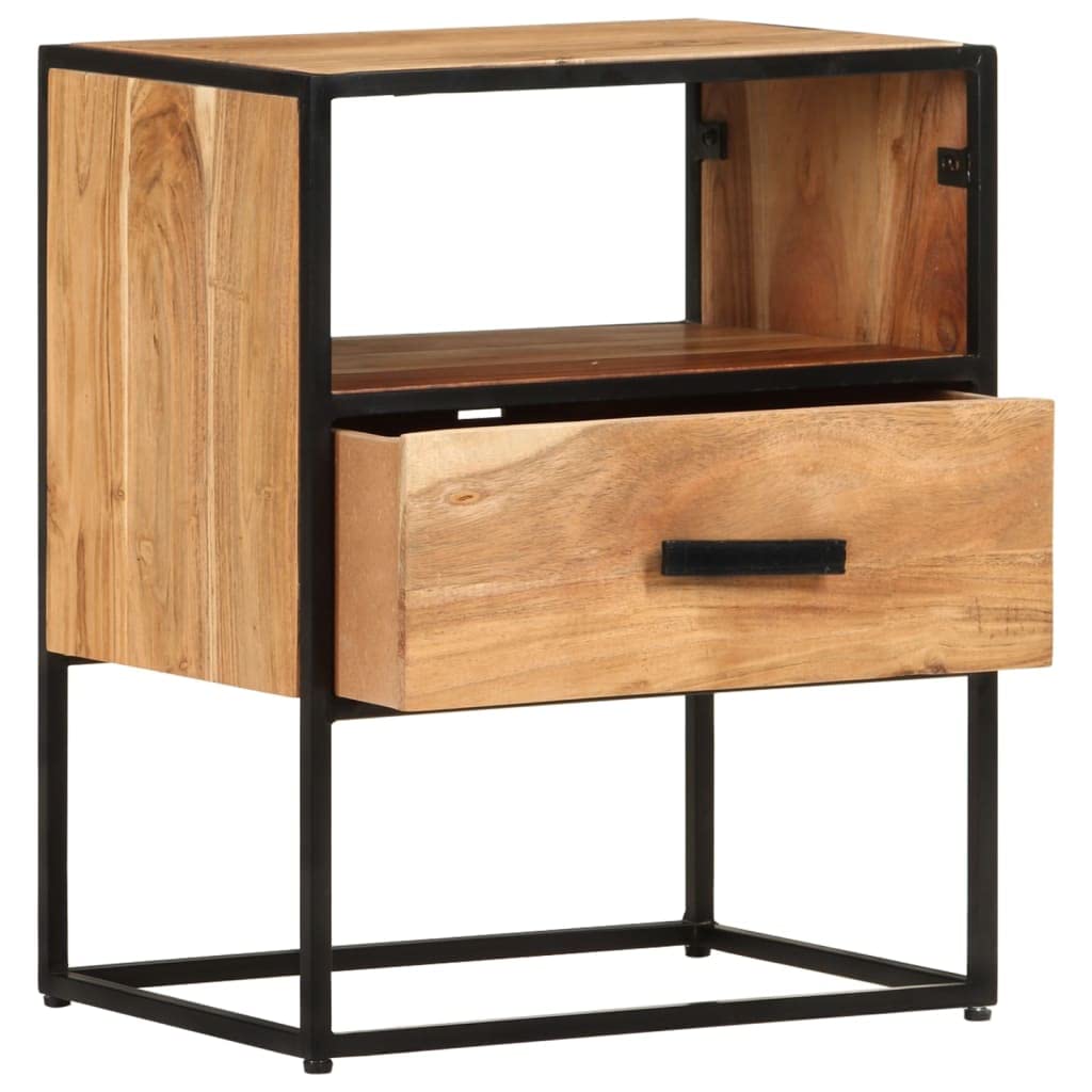 Modern Acacia Wood Nightstand - 15.7