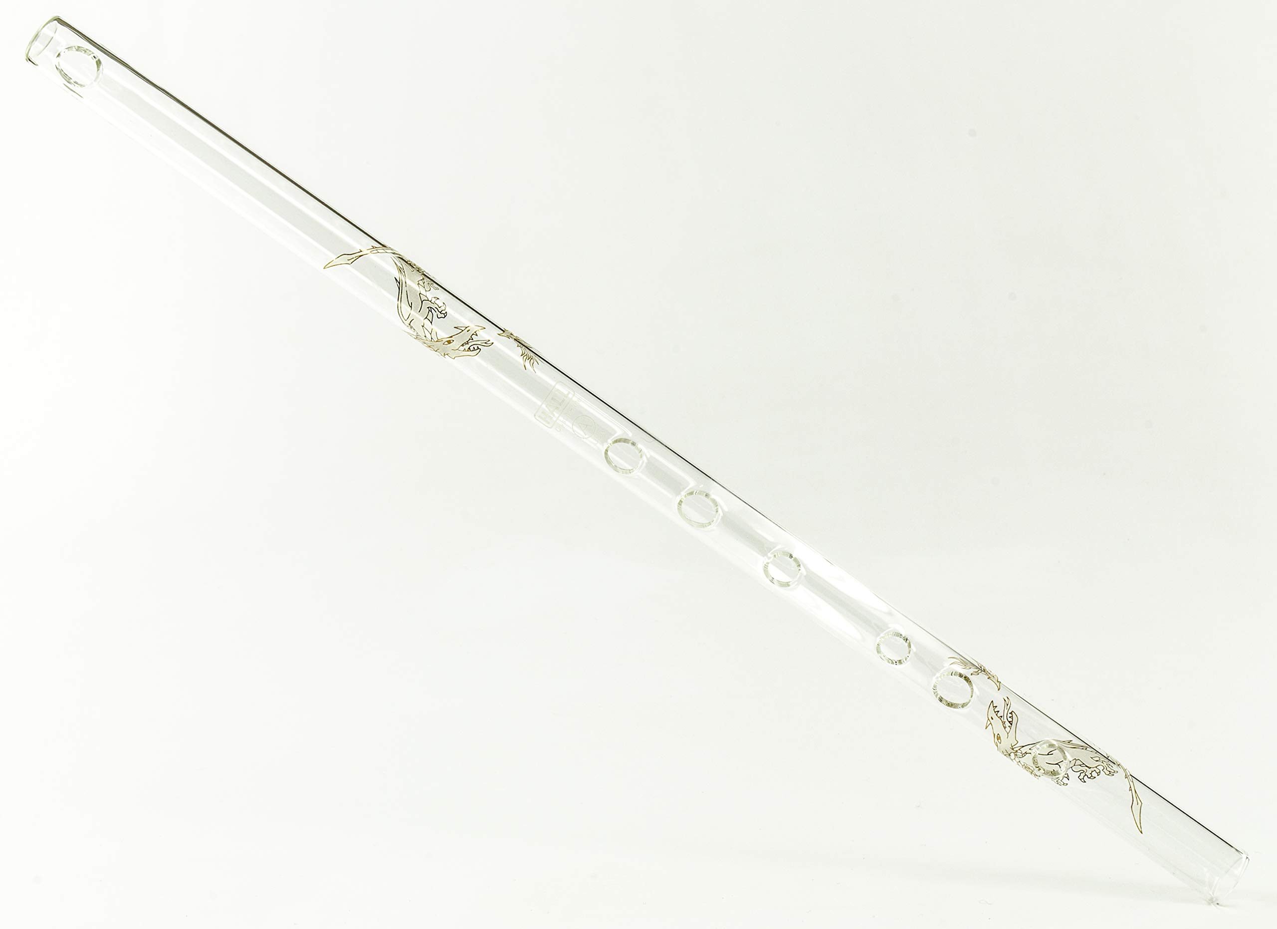 Hall Crystal Flute 11509 - Professional A Key Inline Glass Flute with White Dragon Design | Perfect for Orchestral Performances, Studio Recording & Gift Giving