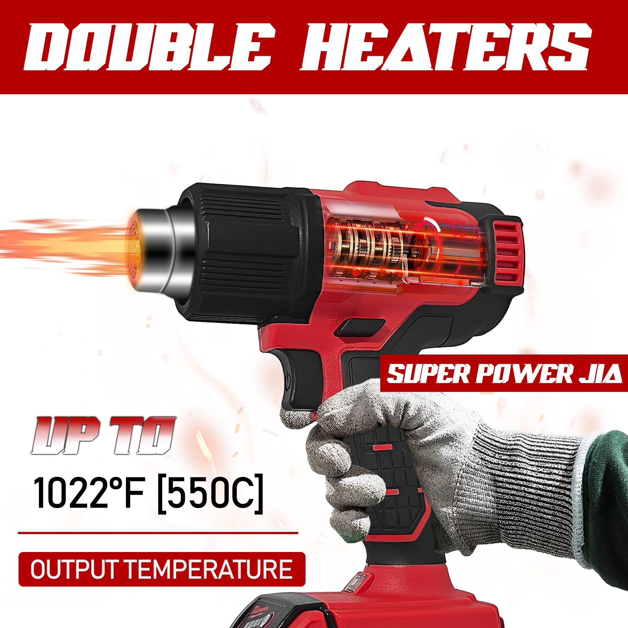 Milwaukee M18 Cordless Heat Gun - 112℉ to 1022℉ Battery Powered Heavy Duty Heat Shrink Tool with 4 Nozzles for Crafts, Shrink Wrap, Wire Connections (Battery Not Included) | Perfect for DIY Projects, Home Repairs, and Professional Electrical Work