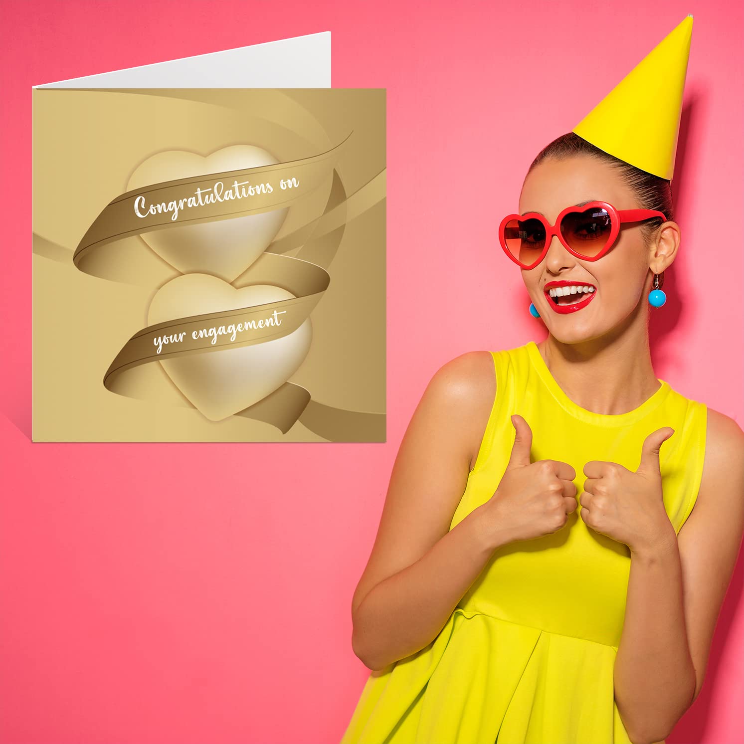 Golden Hearts Engagement Cards for Couples - Romantic Congratulations & Wedding Greeting Cards (145mm) - Perfect for Fiancé, Fiancée, Anniversaries & Love Celebrations - Ideal for Engagement Parties, Bridal Showers & Wedding Gifts