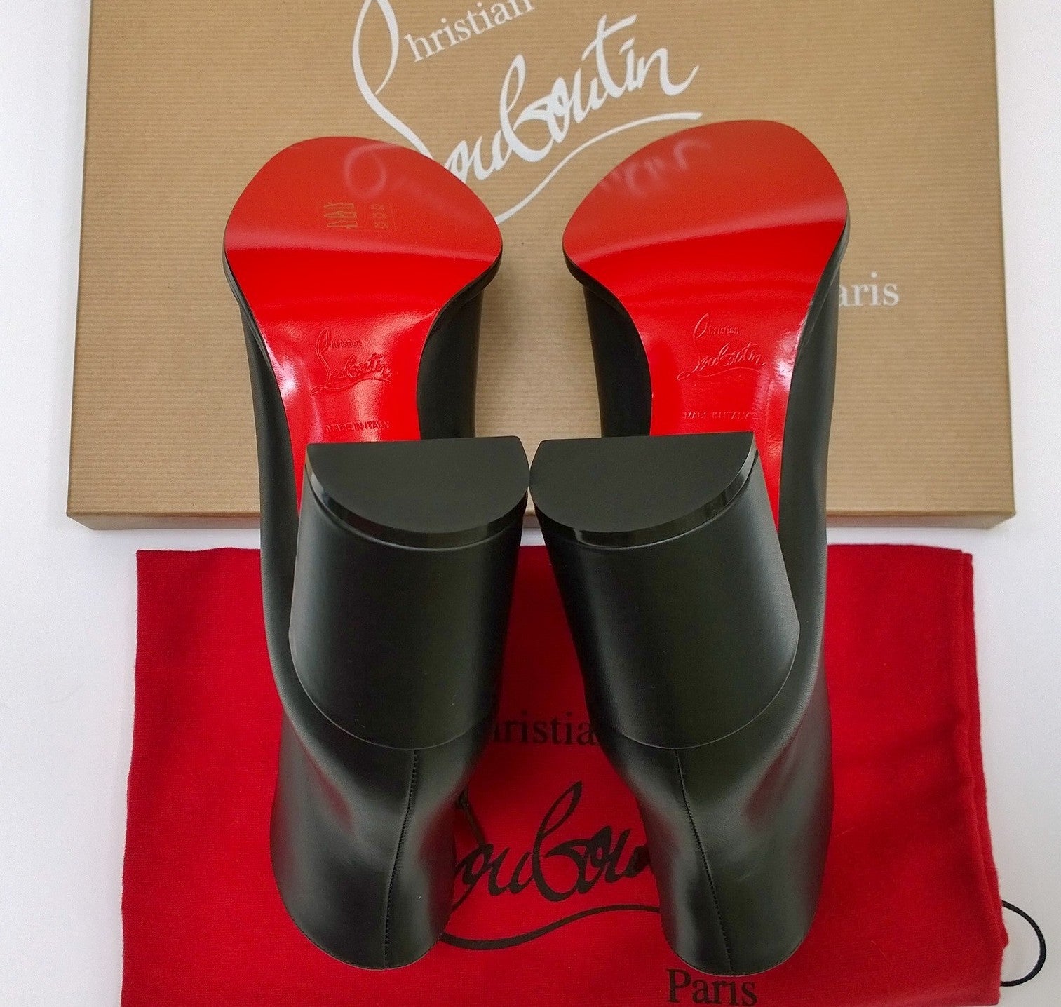 Christian Louboutin Adoxa 70 Black Leather Ankle Boots for Women - Block Heel Booties for Party, Night Out & Special Occasions