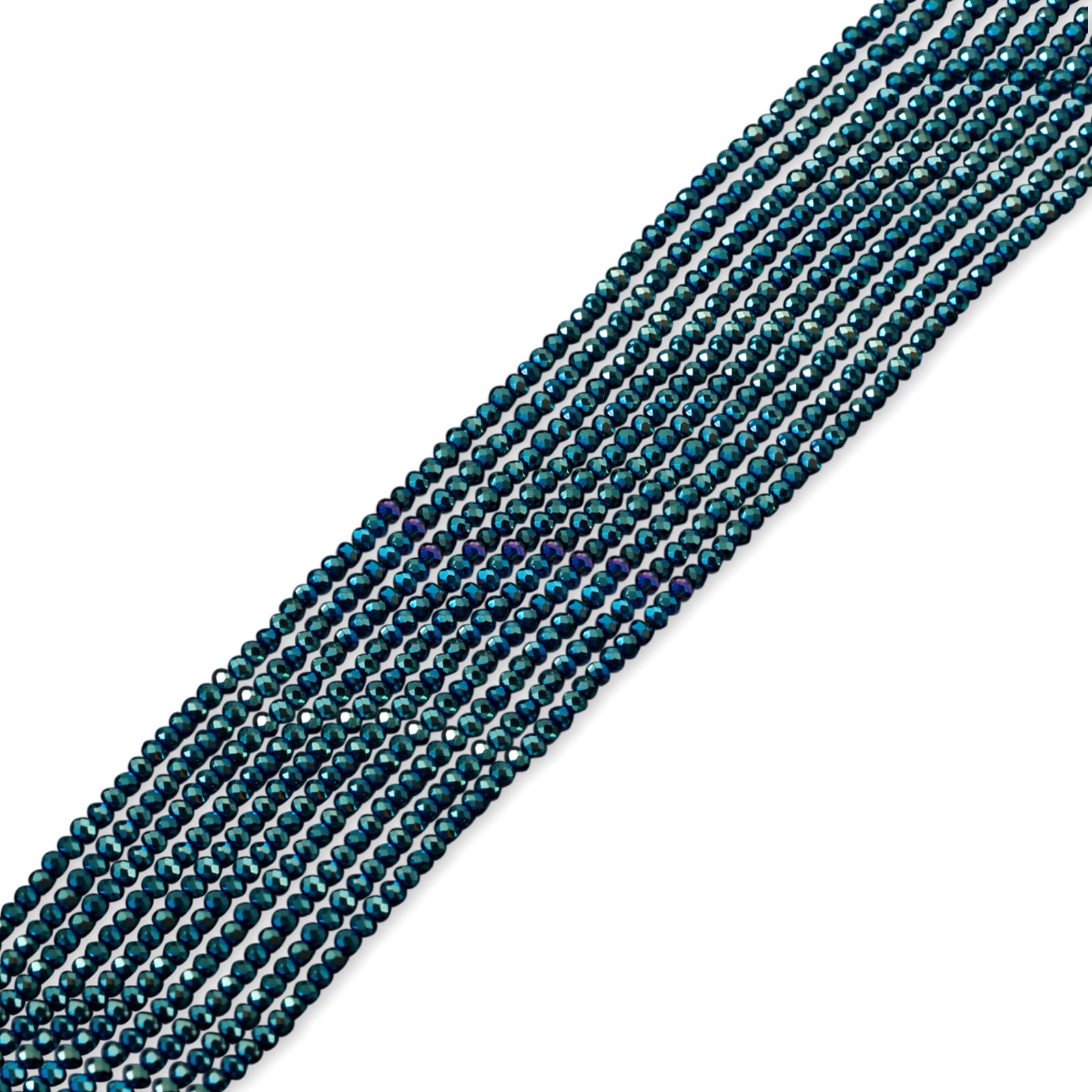 FASHEWELRY 10 Strands 2mm Briolette Faceted Crystal Glass Beads - Dark Slate Gray Spacer Beads for DIY Jewelry Making, Necklace & Bracelet Crafting | Perfect for Wedding, Party & Gift Accessories