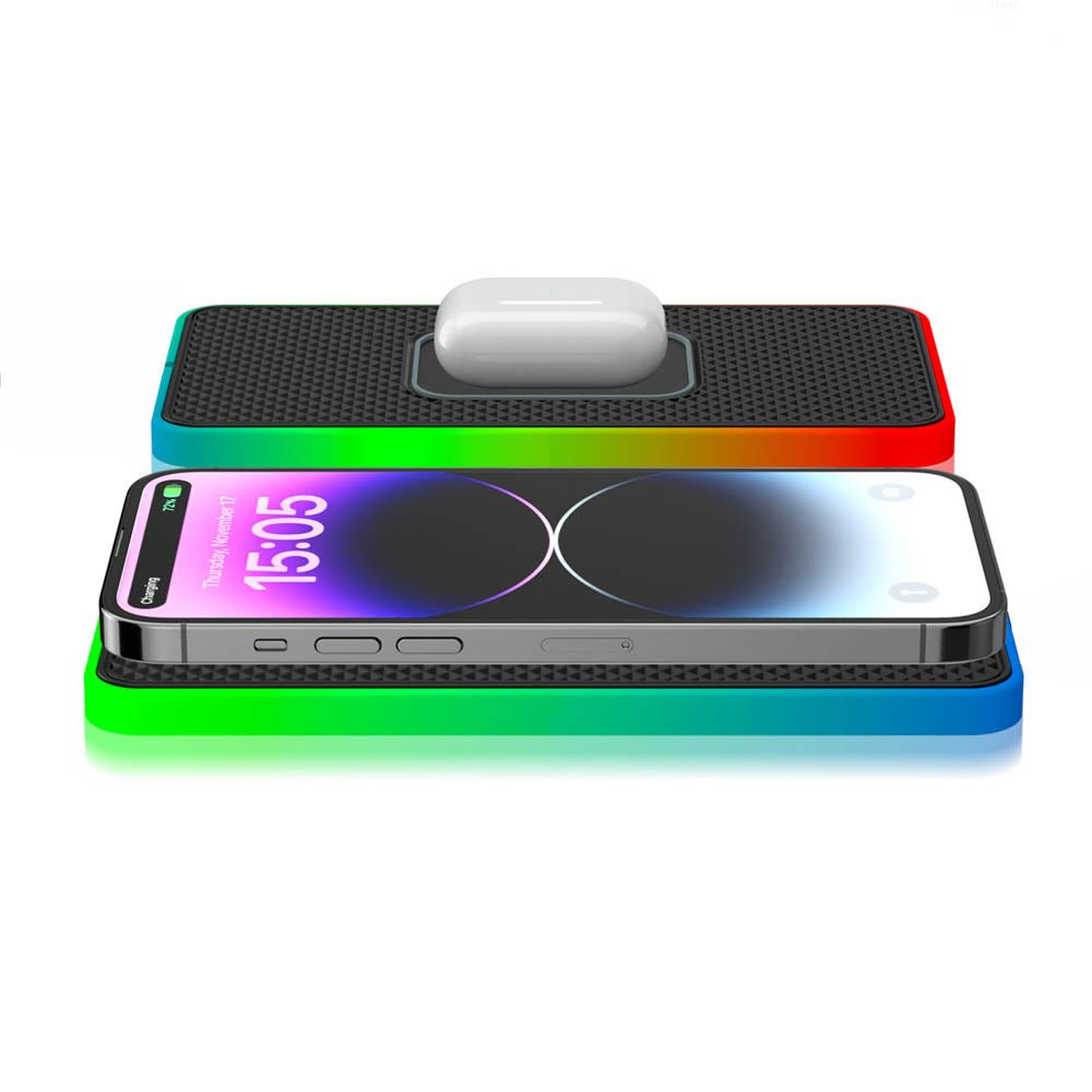 Fast Charging GlowPad 15W Qi-Certified Wireless Charger Stand - Compatible with iPhone 15/14/13/12, Samsung Galaxy S23/S22/S21 - Perfect for Bedside, Office & Nightstand Charging