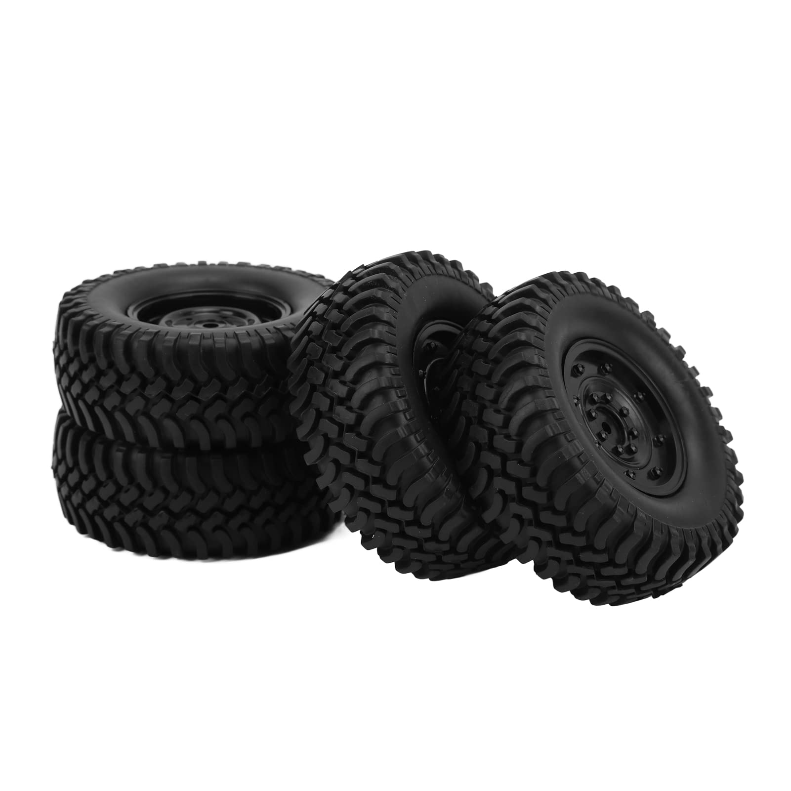 1/10 Scale RC Crawler Car Rubber Tires - Durable Wear-Resistant Anti-Slip Front/Rear Wheel Rims for Off-Road RC Models | Perfect for Rock Crawling, Trail Adventures & RC Car Racing Accessories