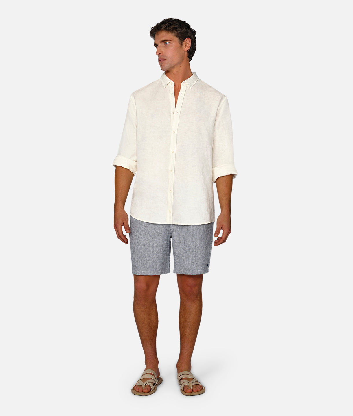 Portico Linen Shorts for Women - Denim Blue Casual Summer Shorts | Comfortable & Breathable Linen Blend | Perfect for Beach, Vacation & Everyday Wear