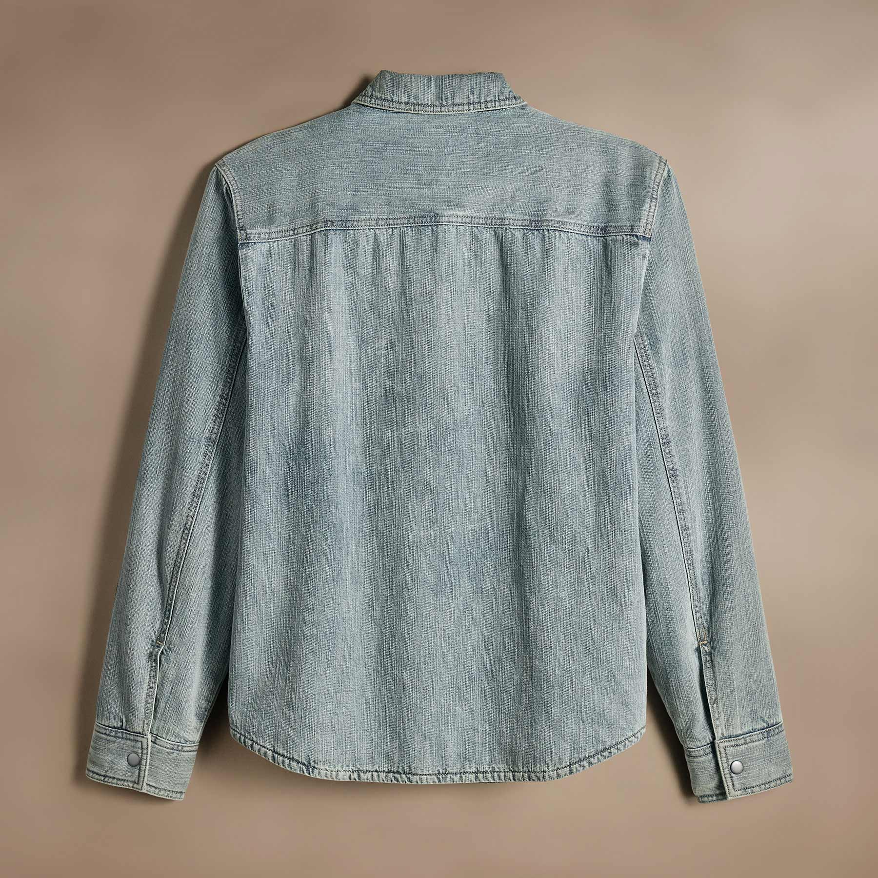 Bleach Wash Denim Sherpa Shirt Jacket for Men & Women - Cozy Winter Layering & Casual Outdoor Wear