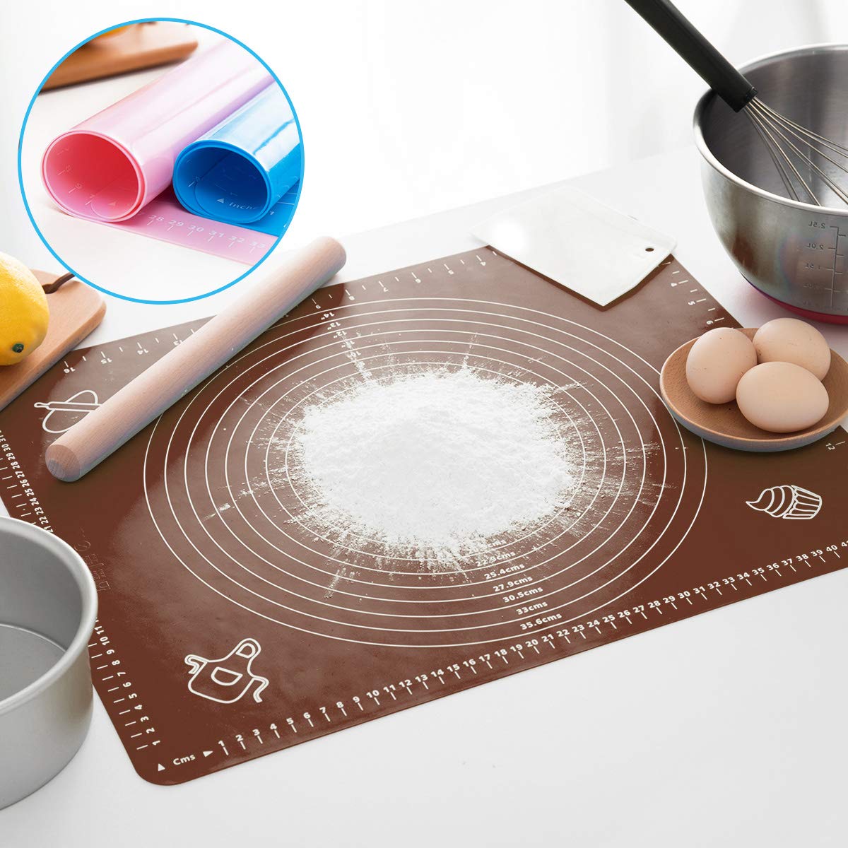 LIMNUO Extra Thick Silicone Baking Mat - Large Non Stick Pastry Sheet for Dough Rolling, Pie Crust, Cookies | Heat Resistant, Anti-Slip & Dishwasher Safe | Perfect for Baking, Cooking & Kitchen Decor