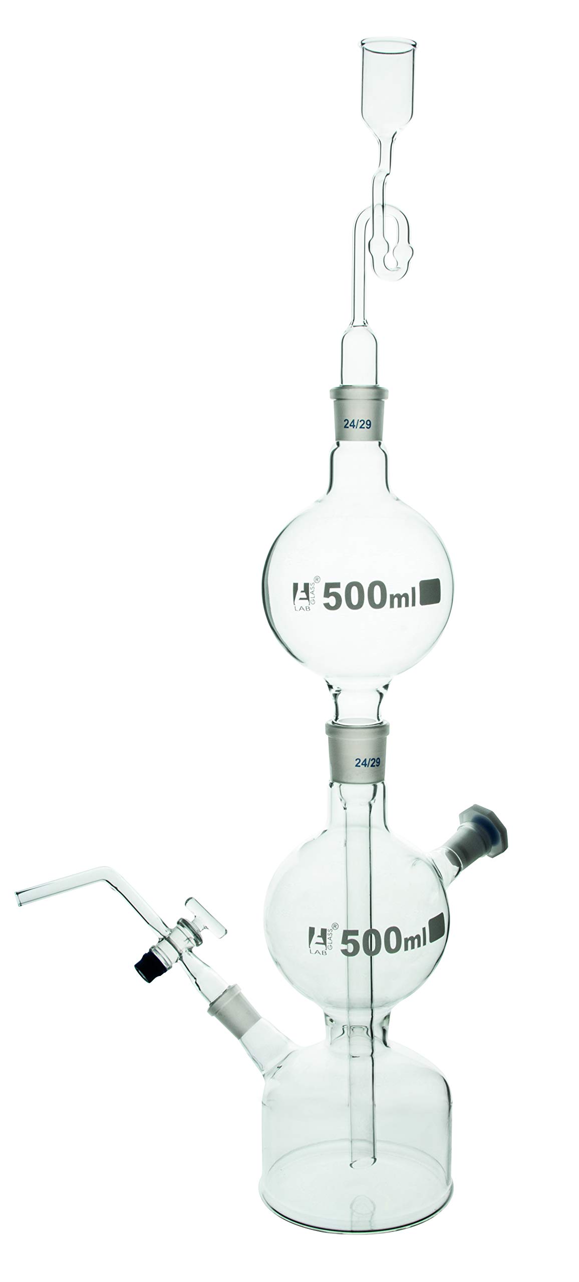 EISCO 500ml Borosilicate Glass Kipp's Gas Generator - Perfect for Chemistry Labs & Science Experiments