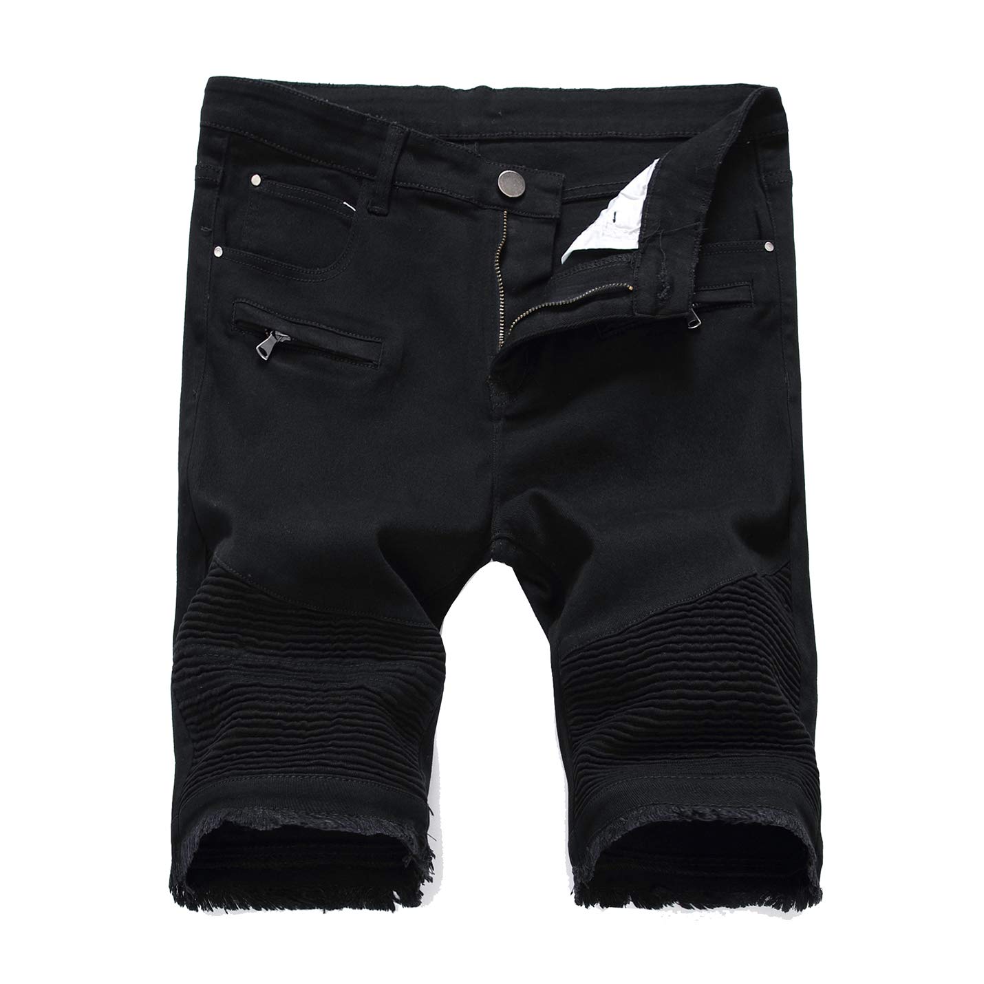 PAODIKUAI Men's Slim Fit Ripped Distressed Denim Shorts with Holes - Stretch Motorcycle Jeans for Casual Wear, Street Style & Summer Outfits