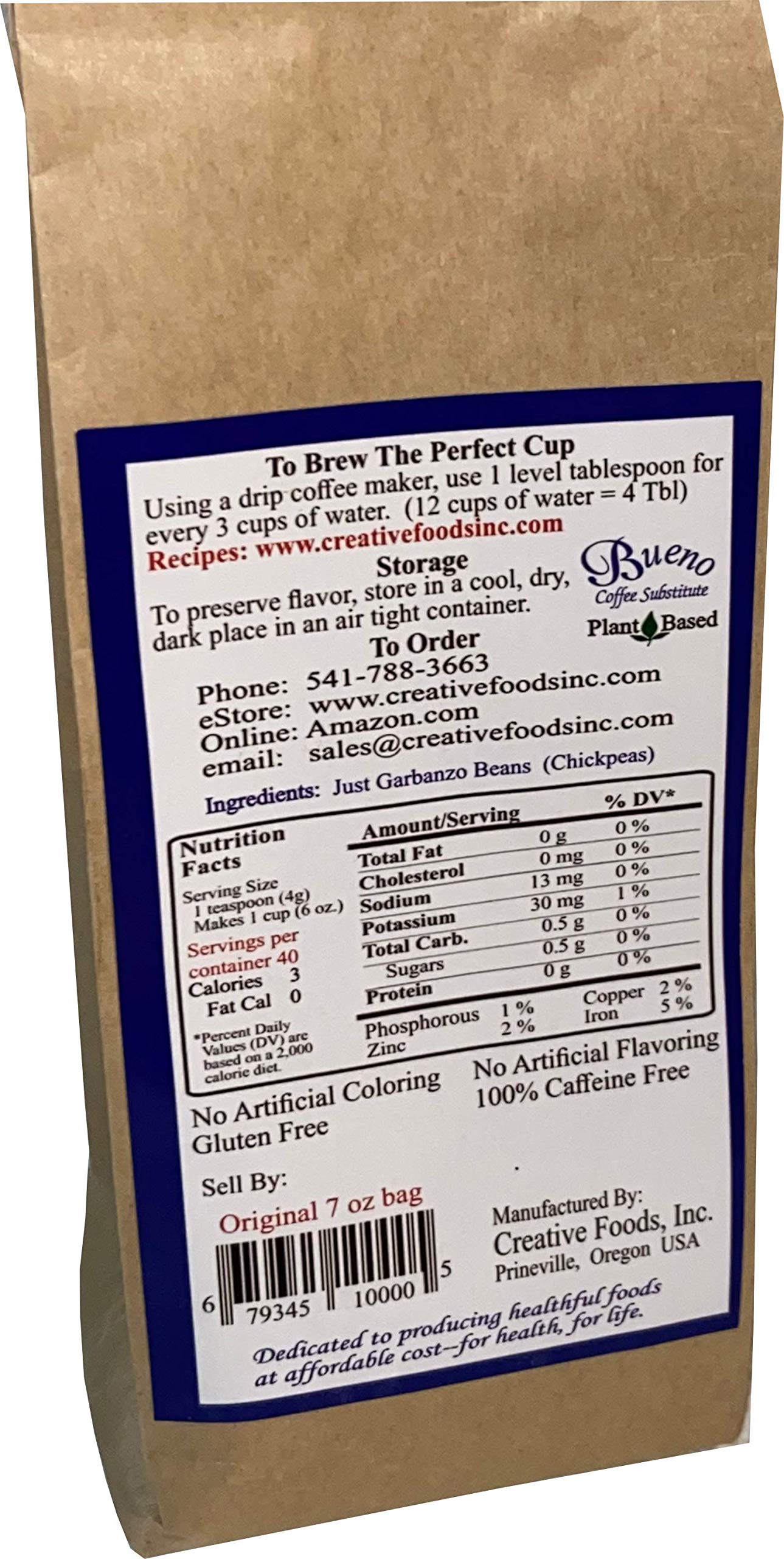 Original Bueno Coffee Substitute - 2-3 Pound Bags of Garbanzo Bean Coffee | Caffeine-Free, Gluten-Free Alternative | Perfect for Morning Brew, Camping & Keto Diet