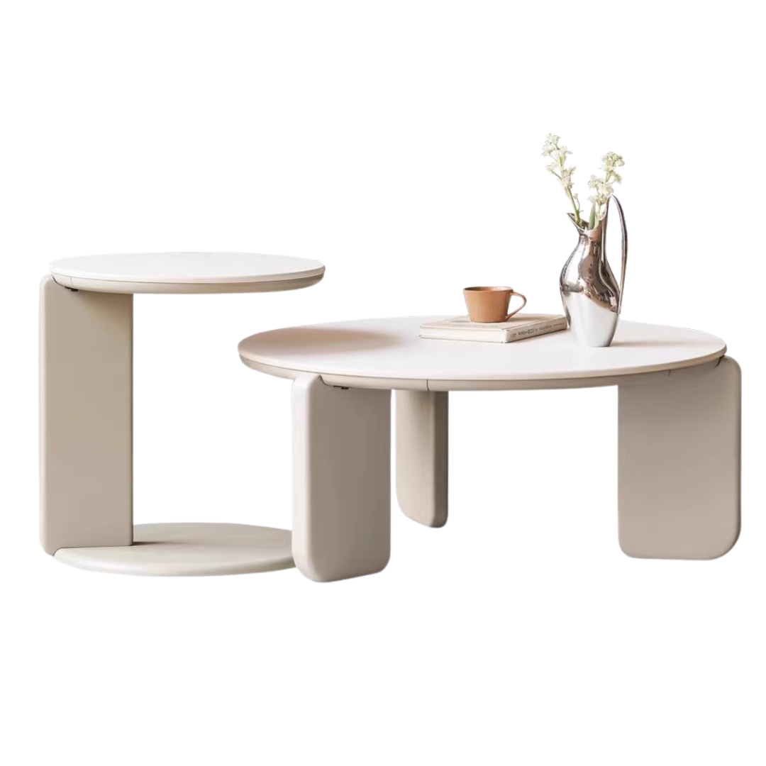 31.5x31.5x13.8 inch/ 80x80x35сm + 17.7x17.7x18.9 inch/ 45x45x48сm/ Warm Gray color/ low coffee table + high coffee table