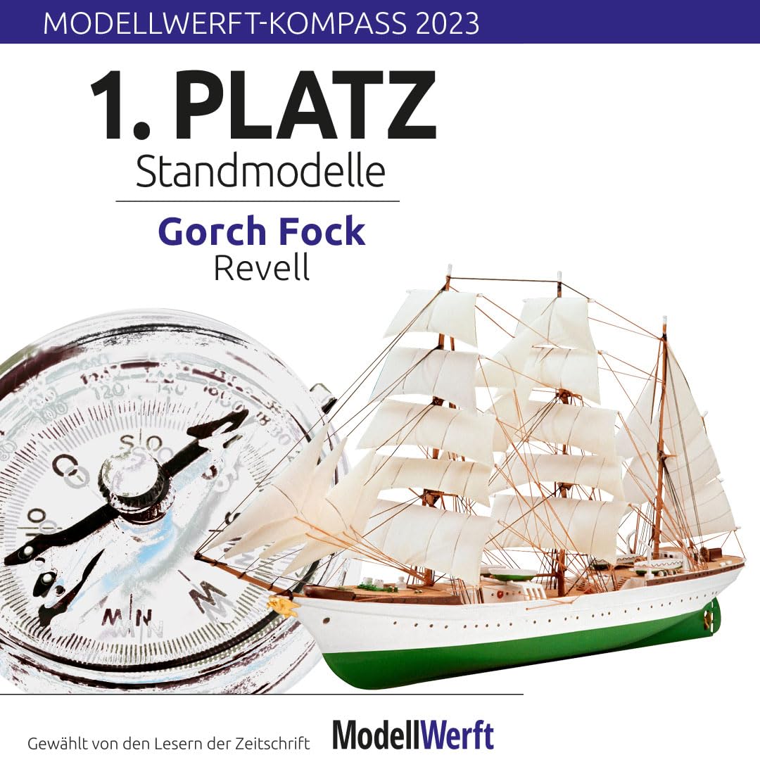 Revell RV05432 1:350 Scale Gorch Fock Unpainted Model Ship Kit - Perfect for Collectors, Hobbyists & Historical Ship Enthusiasts
